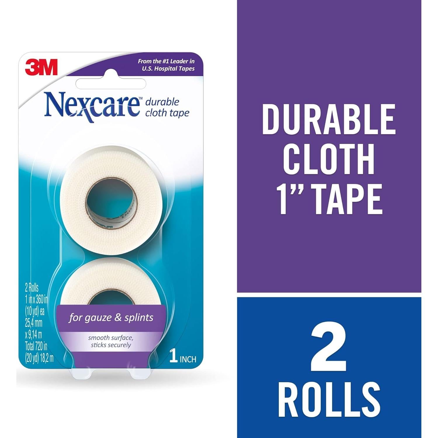 Cinta de Tela Durable Nexcare 2 Rollos 2.54 cm x 9.14 m