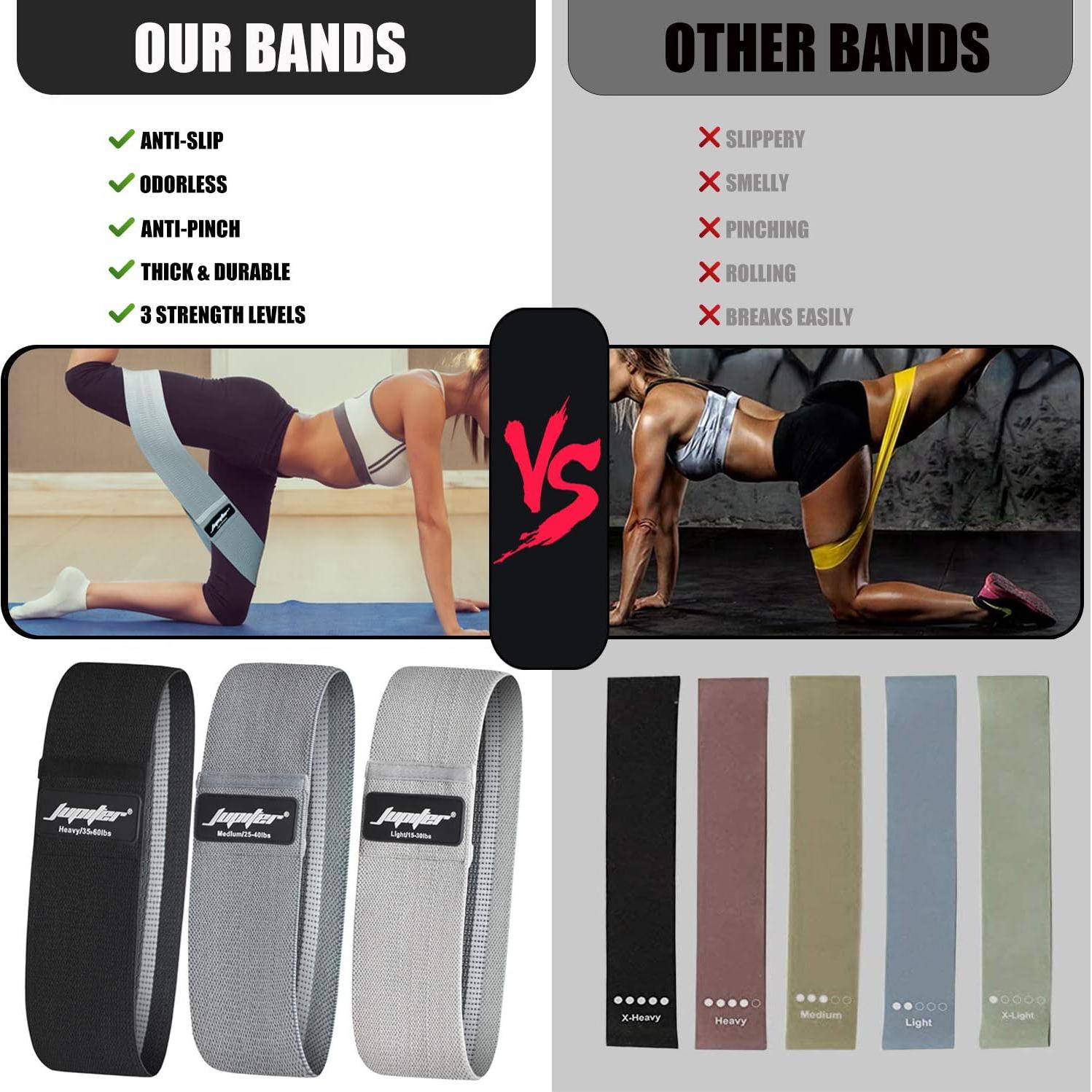 Bandas de Resistencia Jupiter para Glúteos y Piernas - Juego de 3