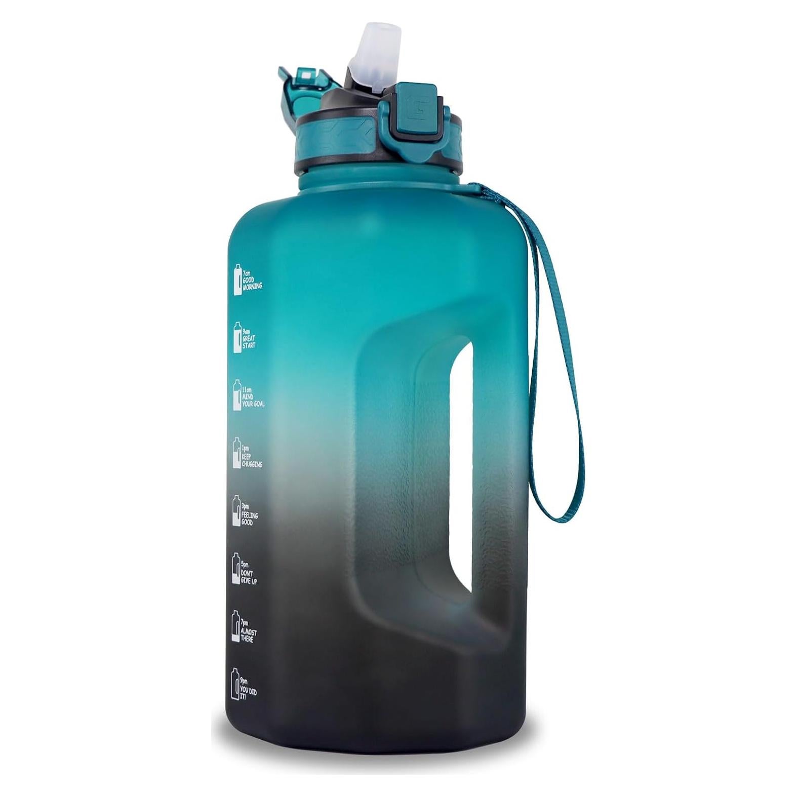 Botella de Agua GEMFUL 2.2L con Pajilla y Marcador de Tiempo
