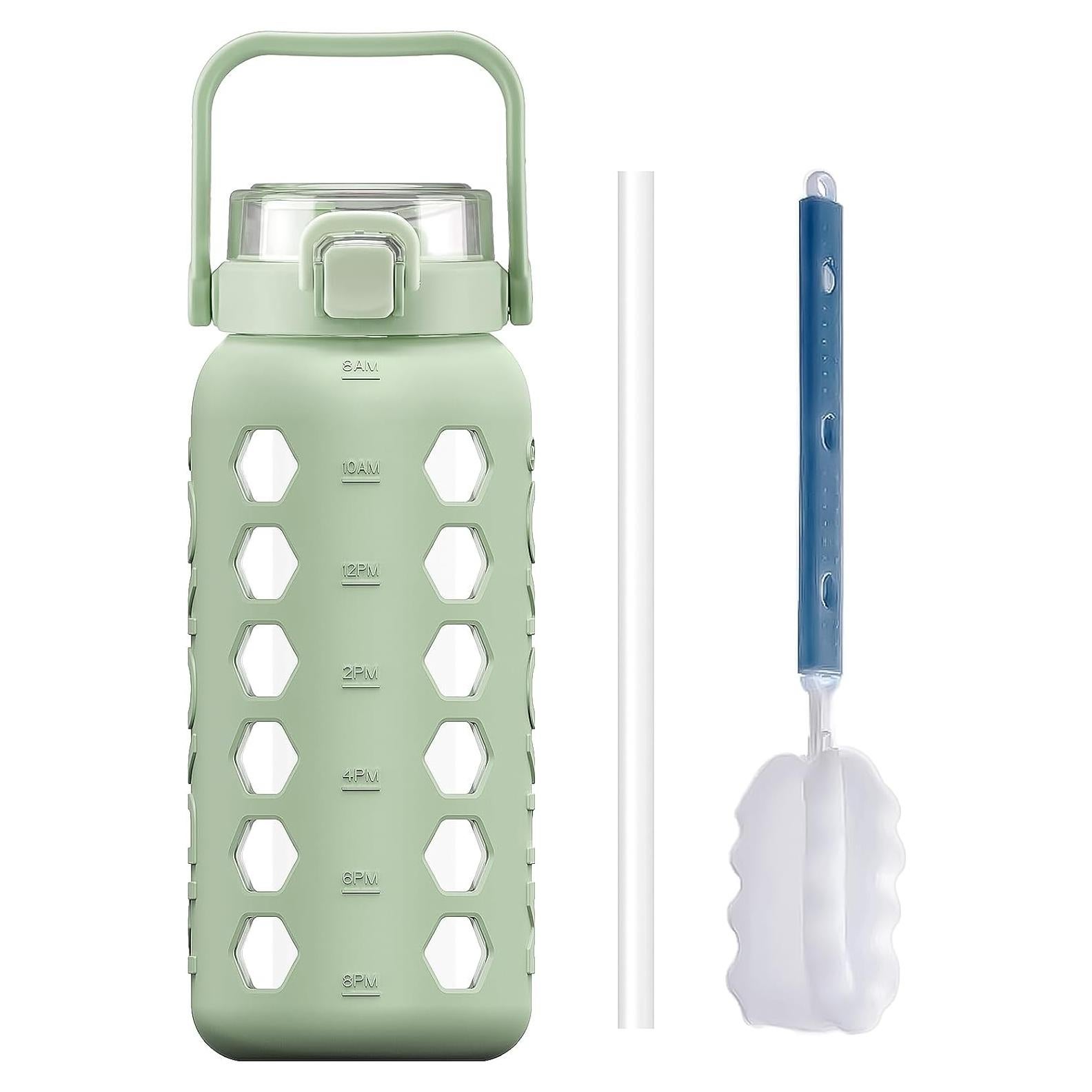 Botella de Agua de Vidrio MUKOKO 1.81L Verde a Prueba de Fugas