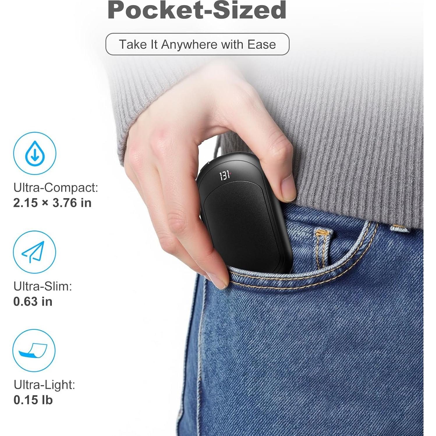 Calentadores de Manos Recargables Fussion HW-05, 6400mAh, 3 Niveles