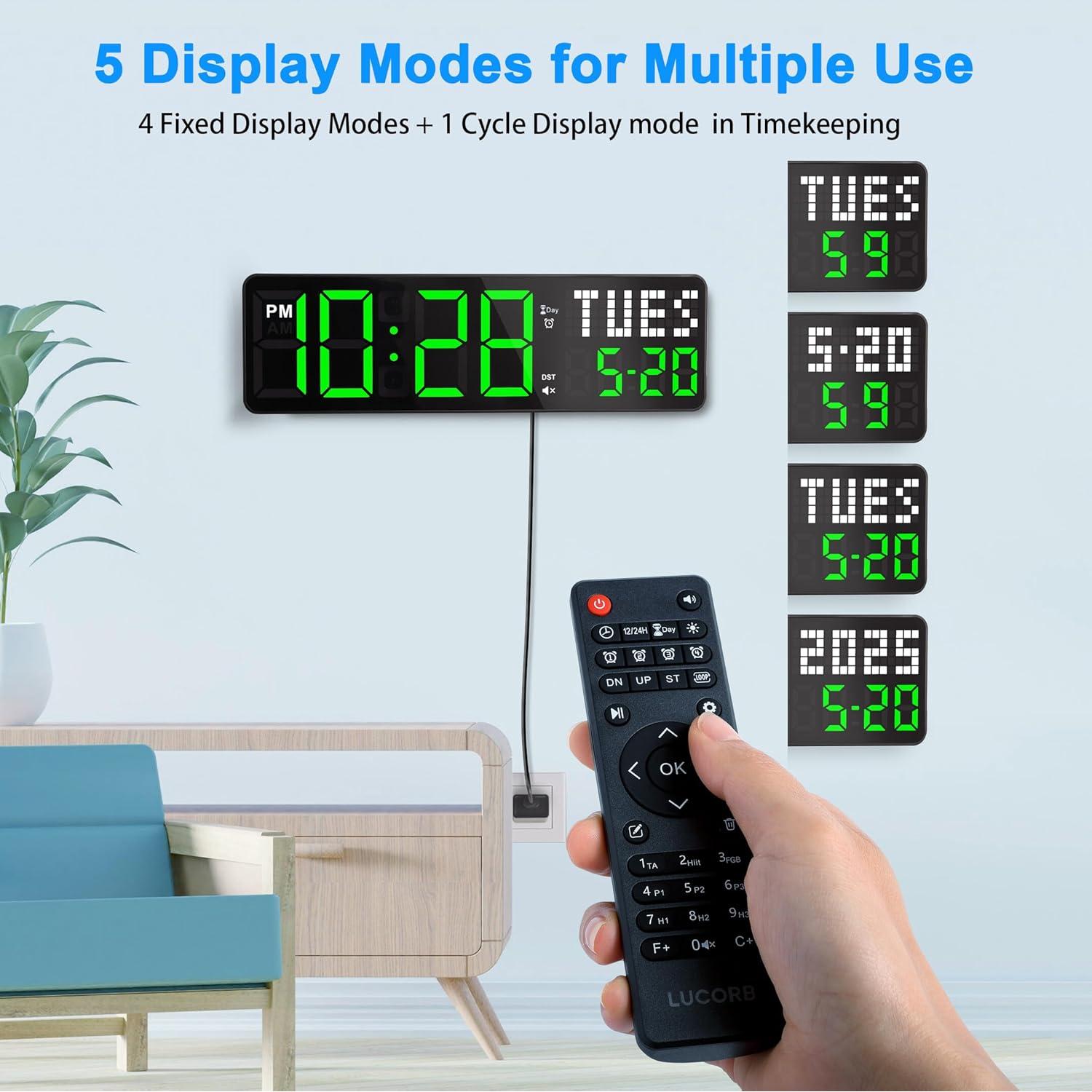 Temporizador Digital de Gimnasio LUCORB 12" con Control Remoto