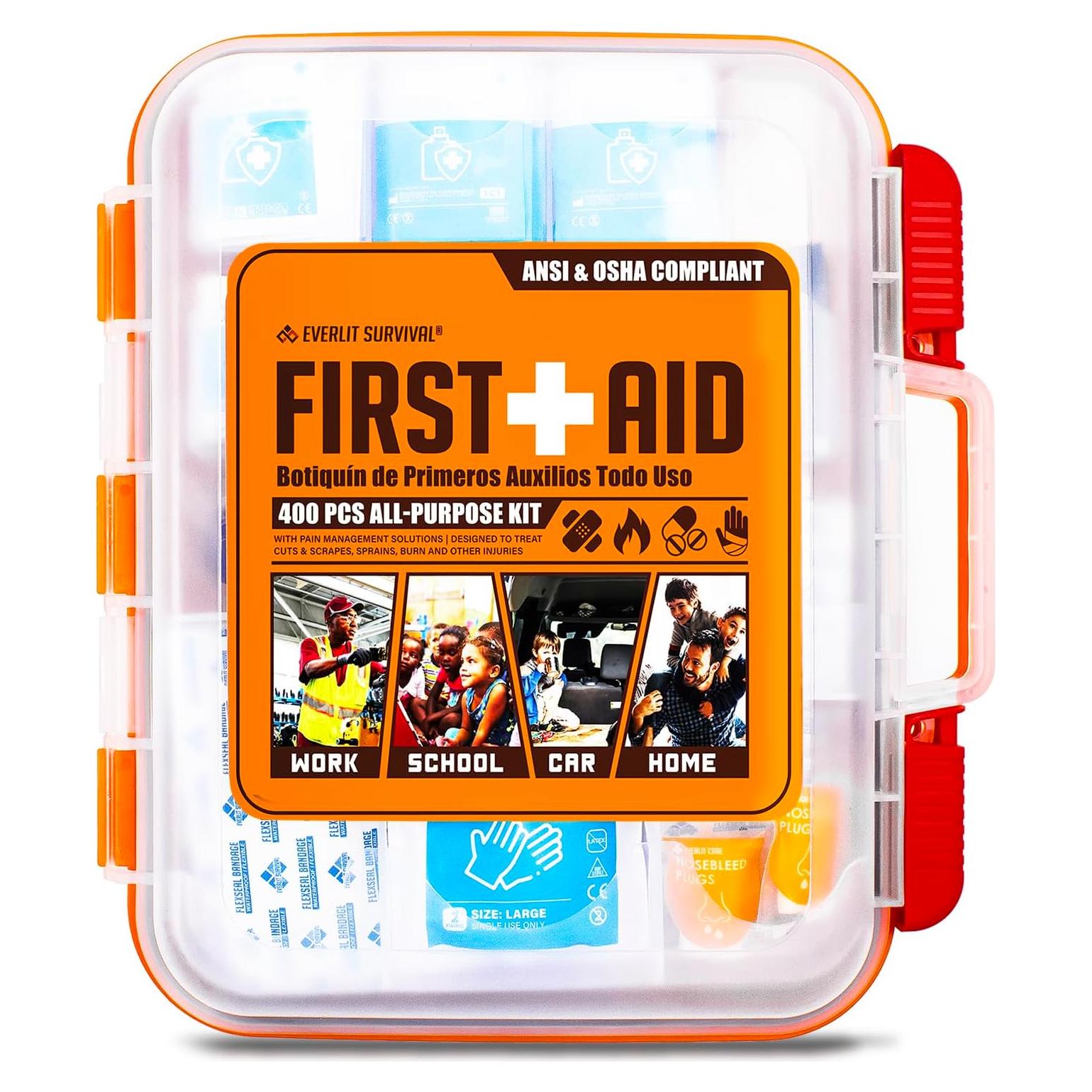 Kit de Primeros Auxilios EVERLIT 400 Piezas OSHA Montable