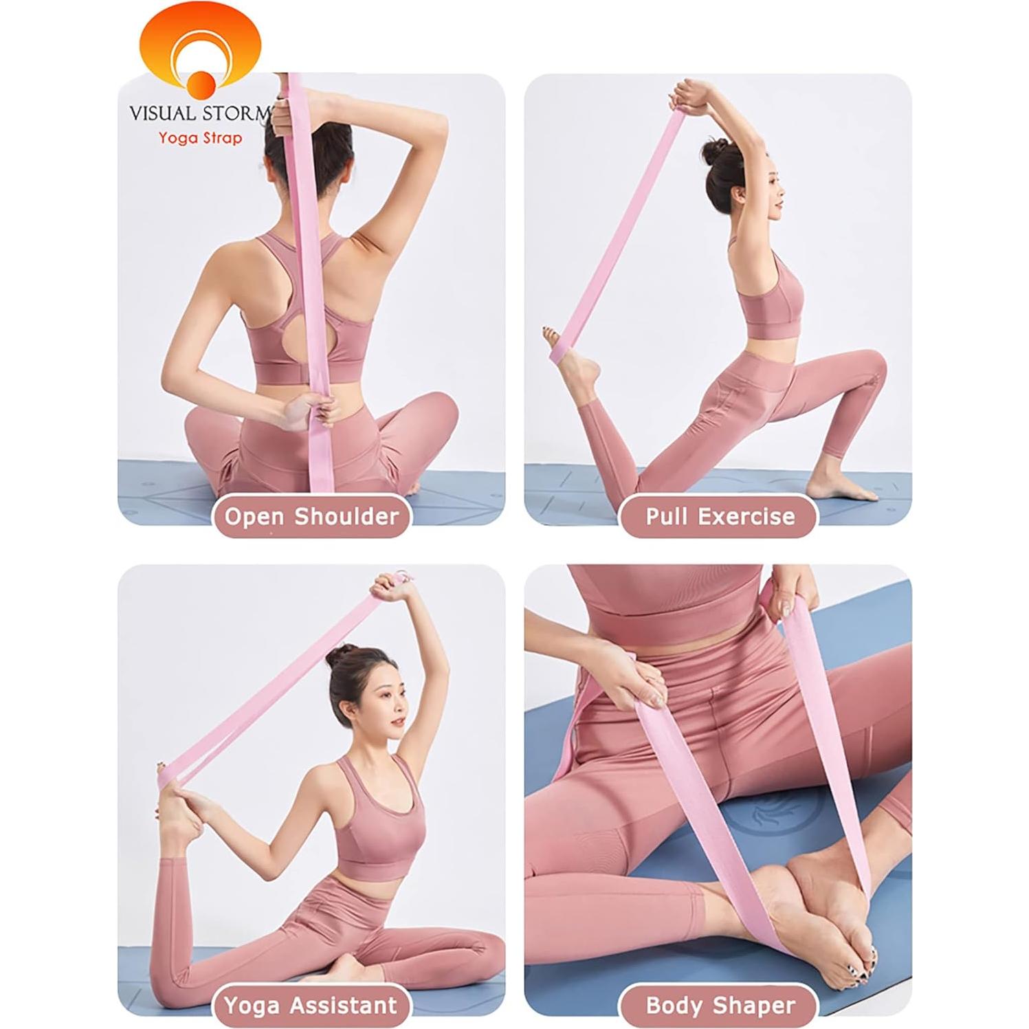 Correa de Yoga Tons 8 pies Algodón Puro Ajustable Rosa