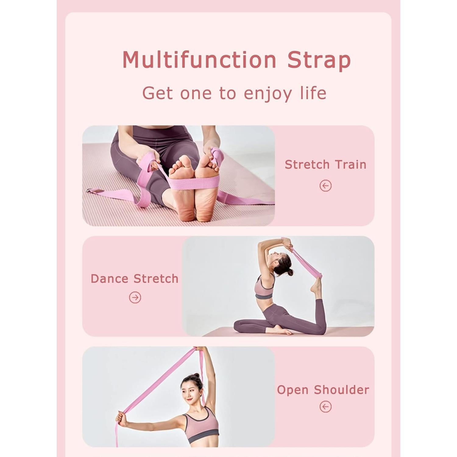 Correa de Yoga Tons 8 pies Algodón Puro Ajustable Rosa