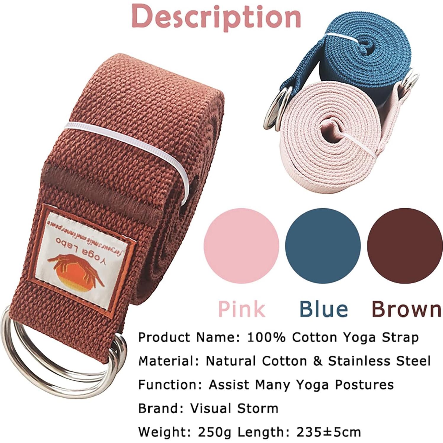 Correa de Yoga Tons 8 pies Algodón Puro Ajustable Rosa