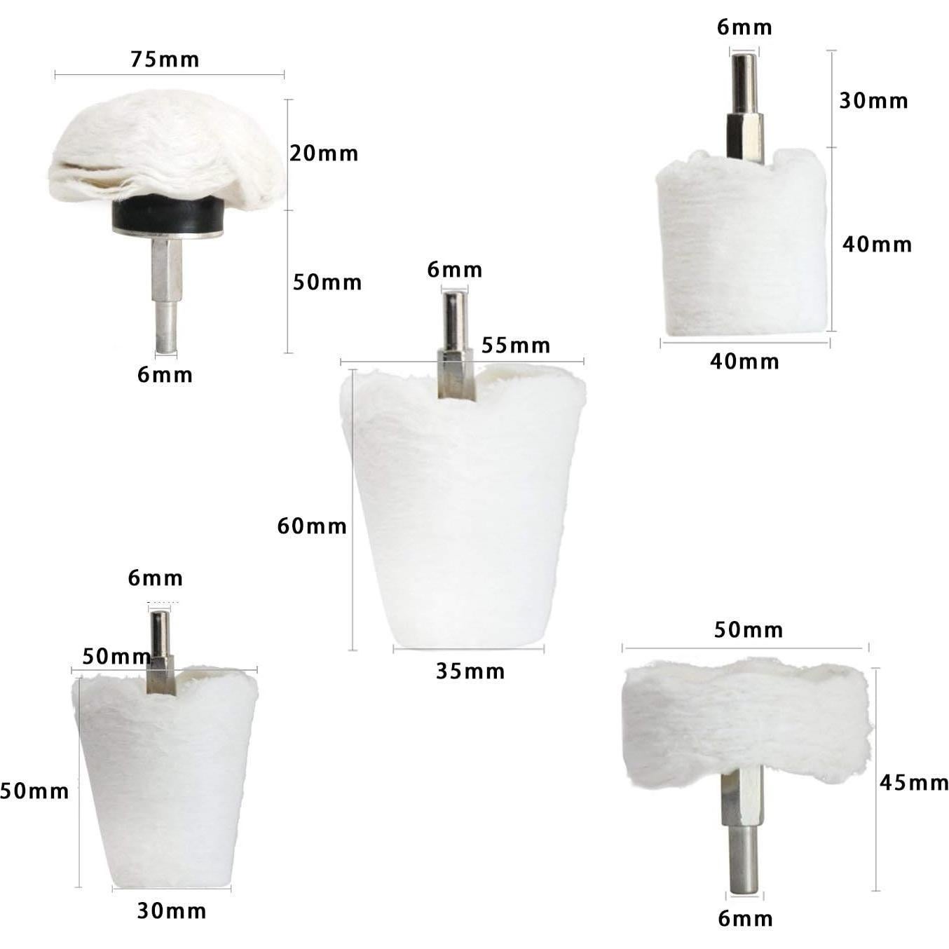 Kit de Ruedas de Pulido Medoon 5 Piezas Algodón Ultra Fino