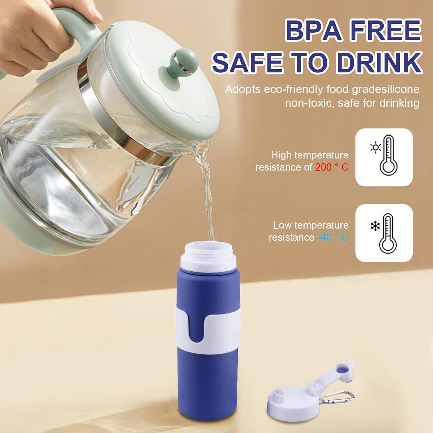 Botella de Agua Plegable Huoflame 770ml Silicona Azul