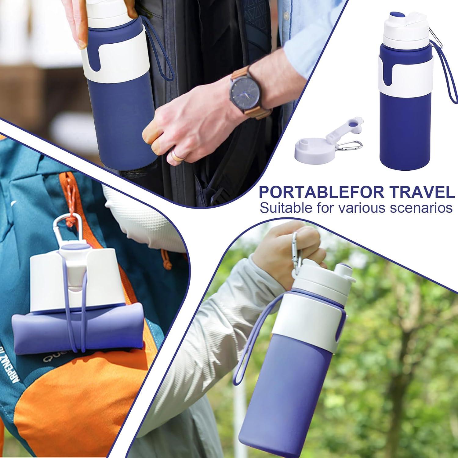 Botella de Agua Plegable Huoflame 770ml Silicona Azul