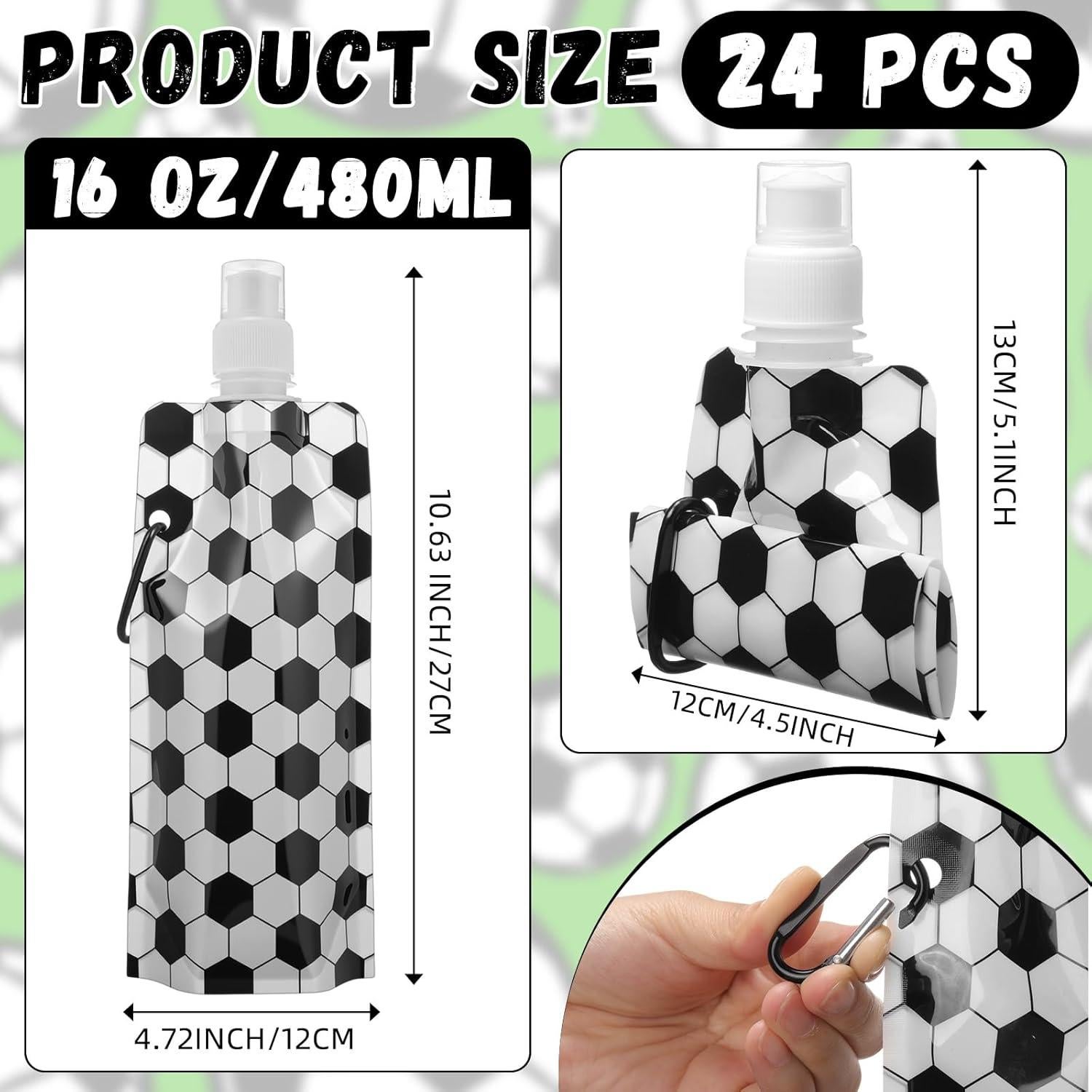LemonRoad 24 Botellas de Agua Colapsables 480 ml Estilo Fútbol