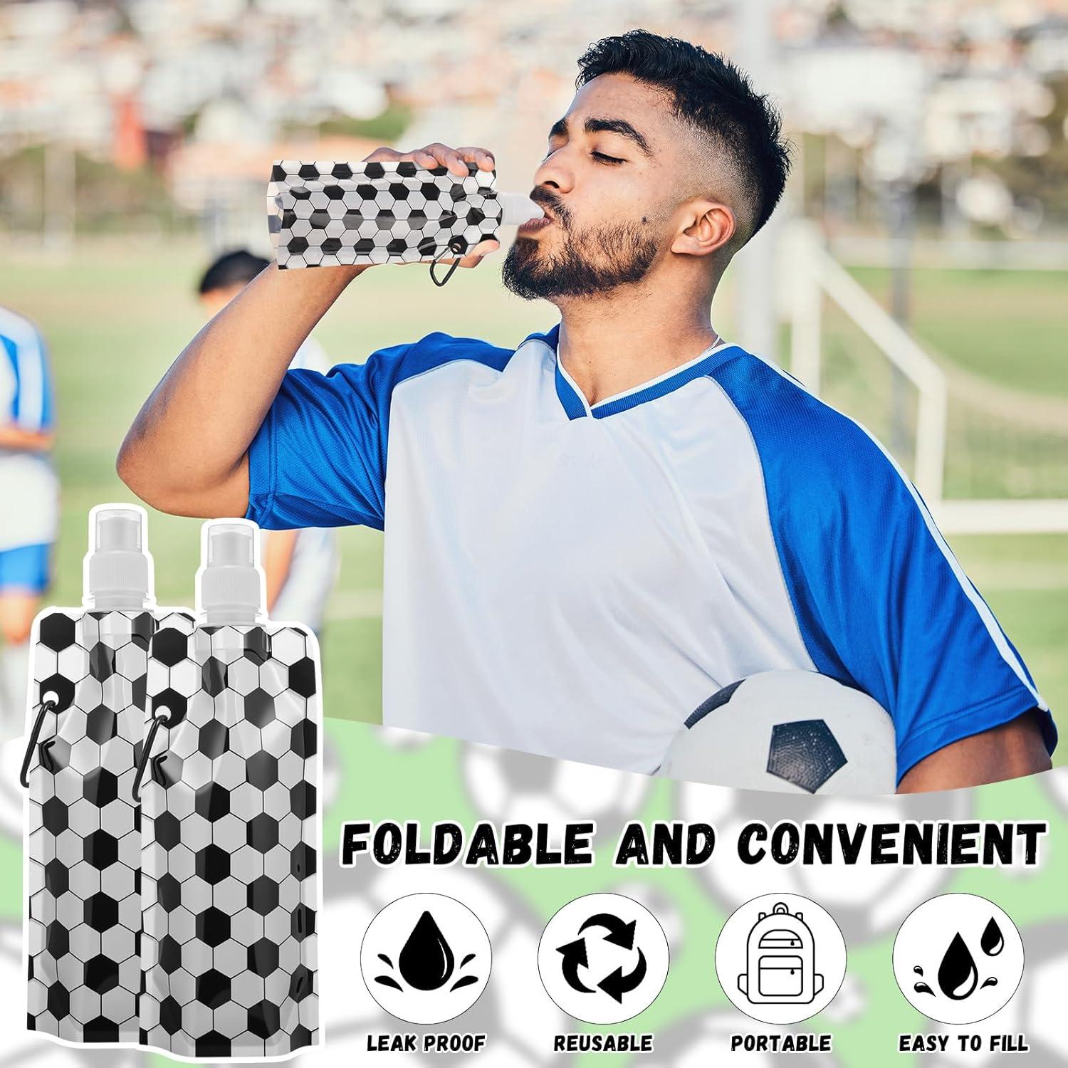 LemonRoad 24 Botellas de Agua Colapsables 480 ml Estilo Fútbol