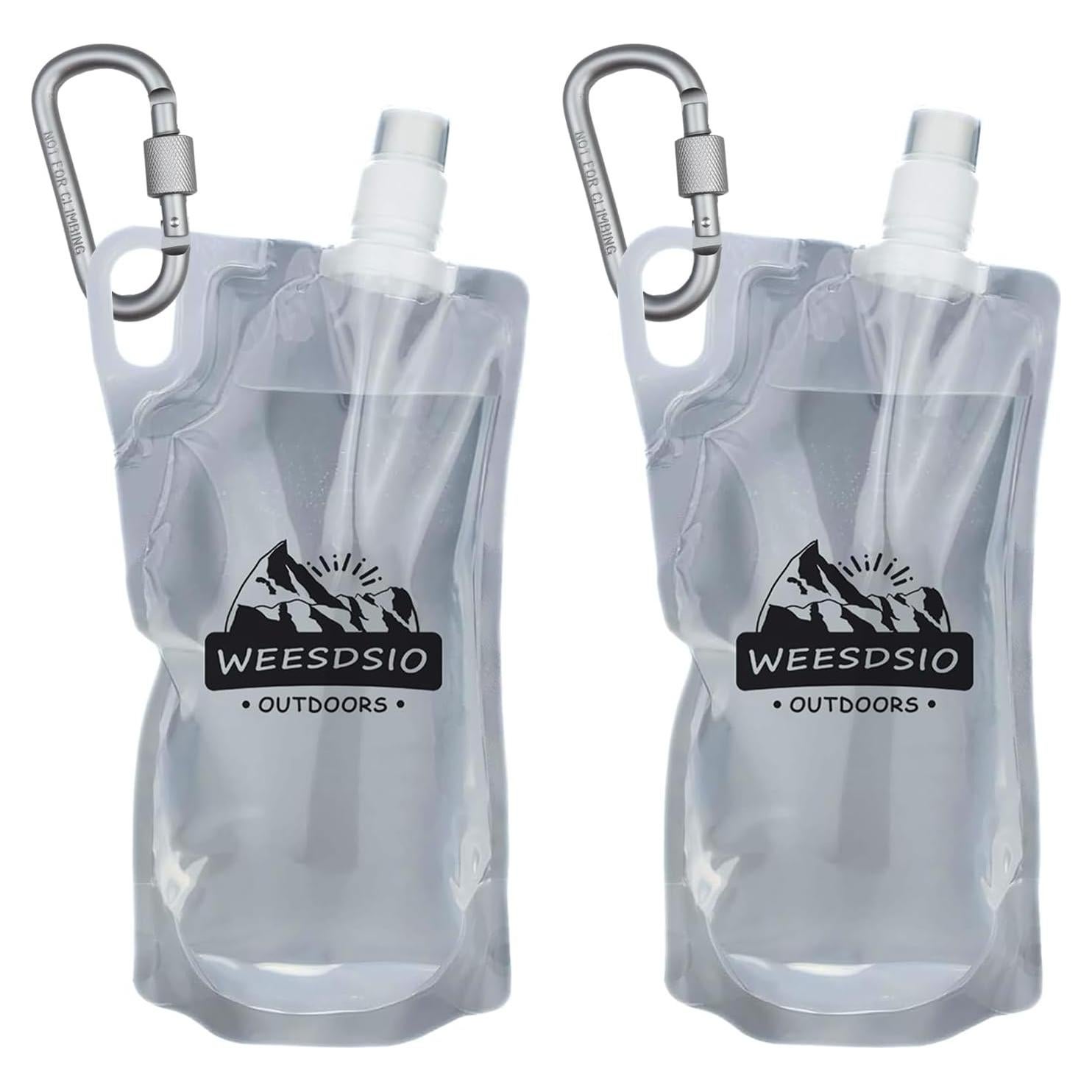 Set de 2 Botellas de Agua Plegables 1L Weesdsio para Senderismo