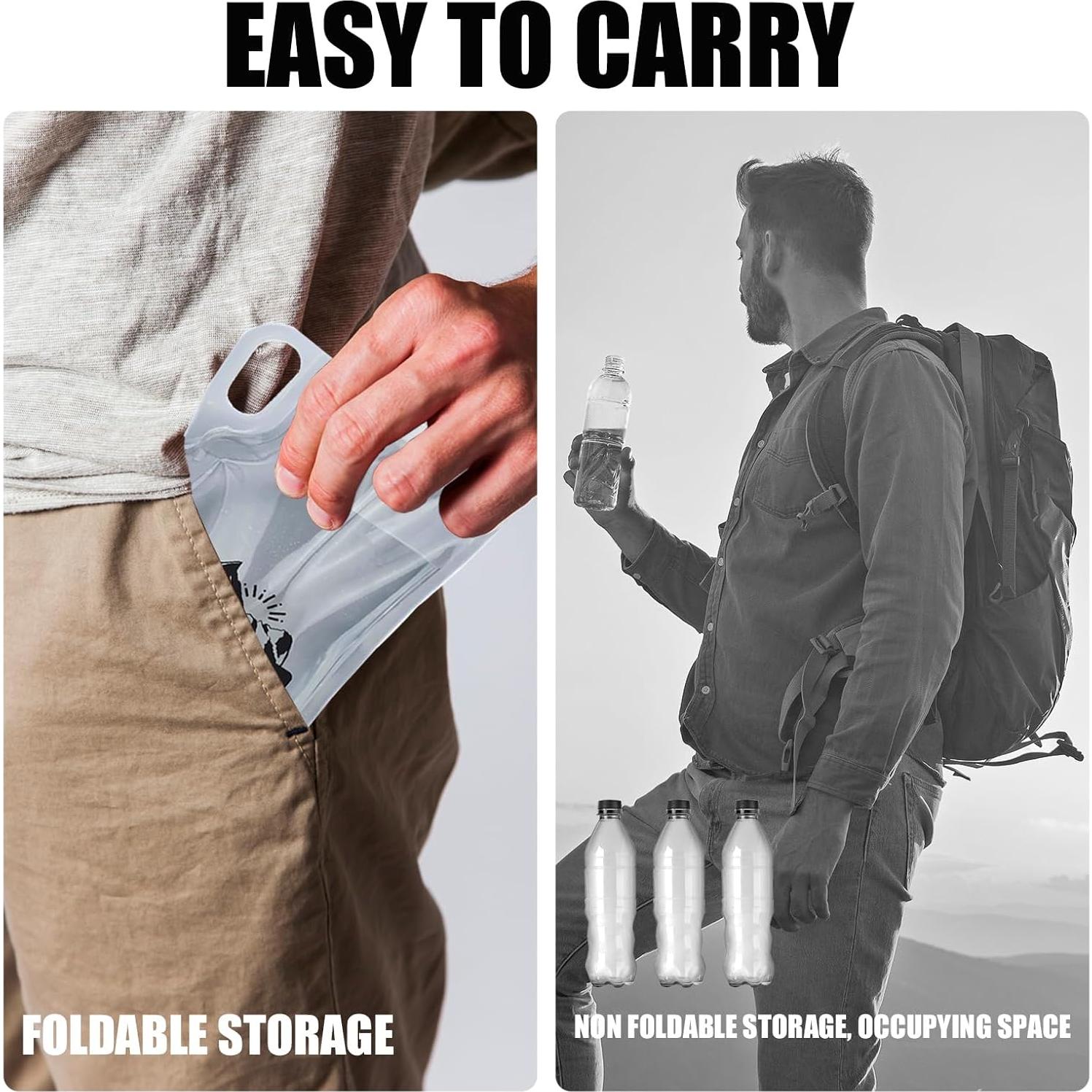 Set de 2 Botellas de Agua Plegables 1L Weesdsio para Senderismo