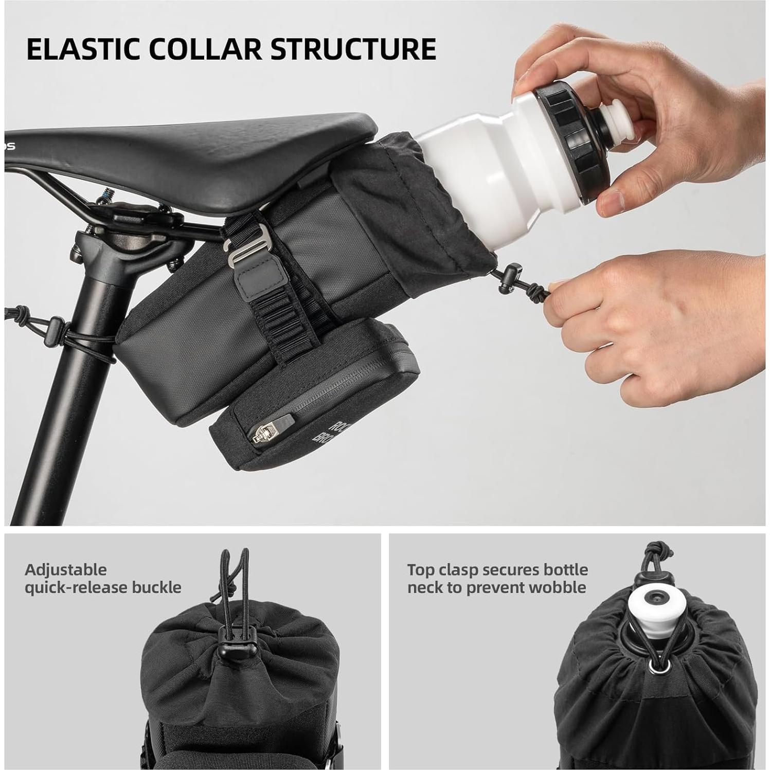 Bolsa de Sillín Rockbros con Porta Botellas 0.7L y Mini Mochila 0.3L