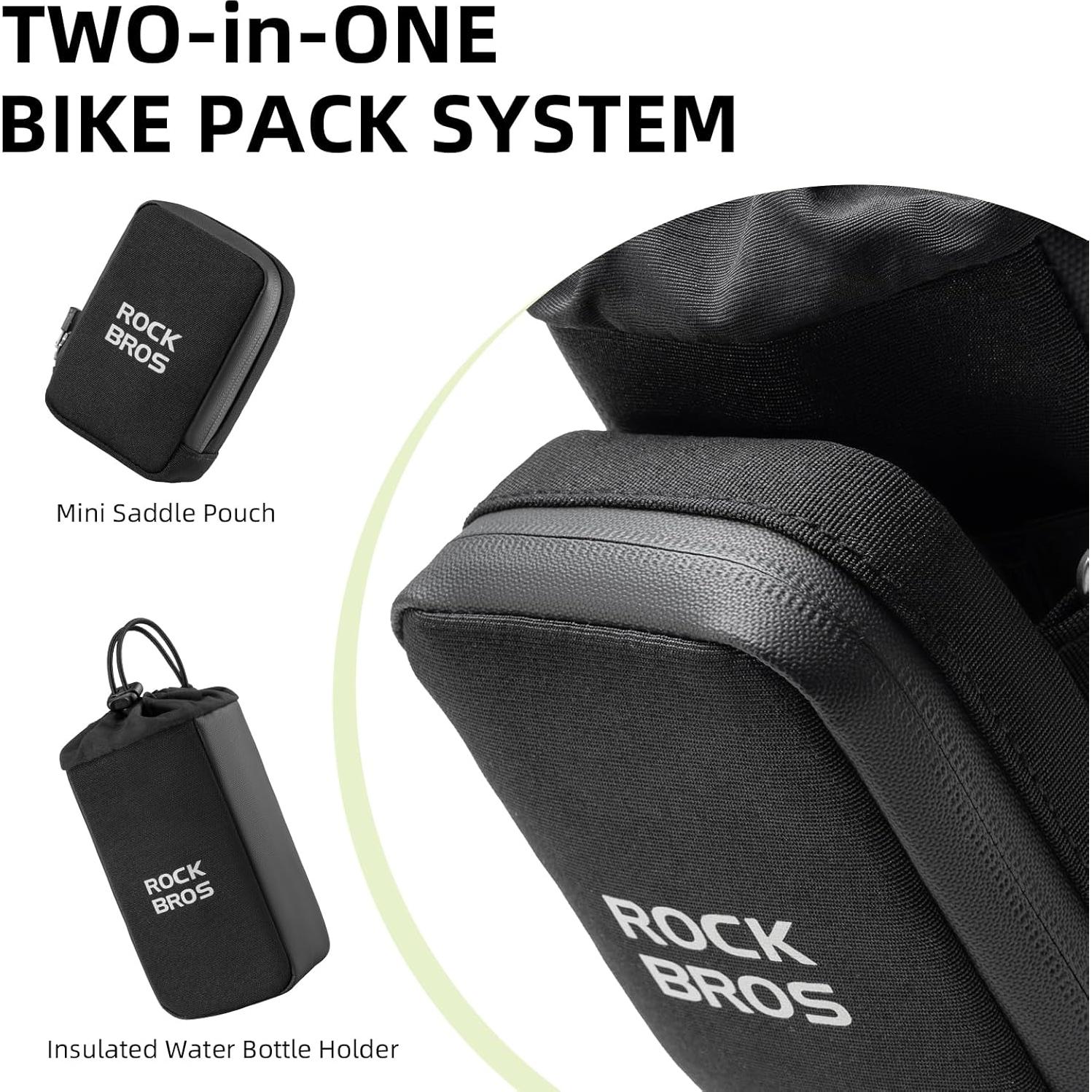 Bolsa de Sillín Rockbros con Porta Botellas 0.7L y Mini Mochila 0.3L