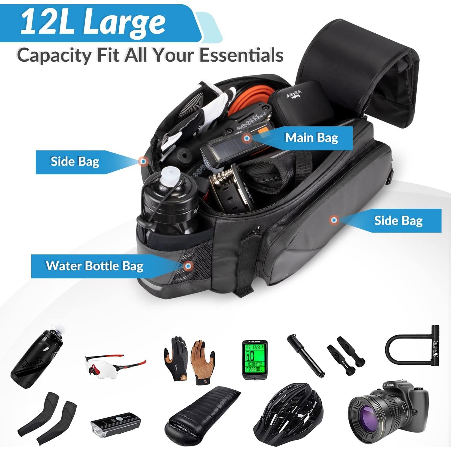 Bolsa de Soporte Trasero WOTOW 12L Impermeable para Bicicleta