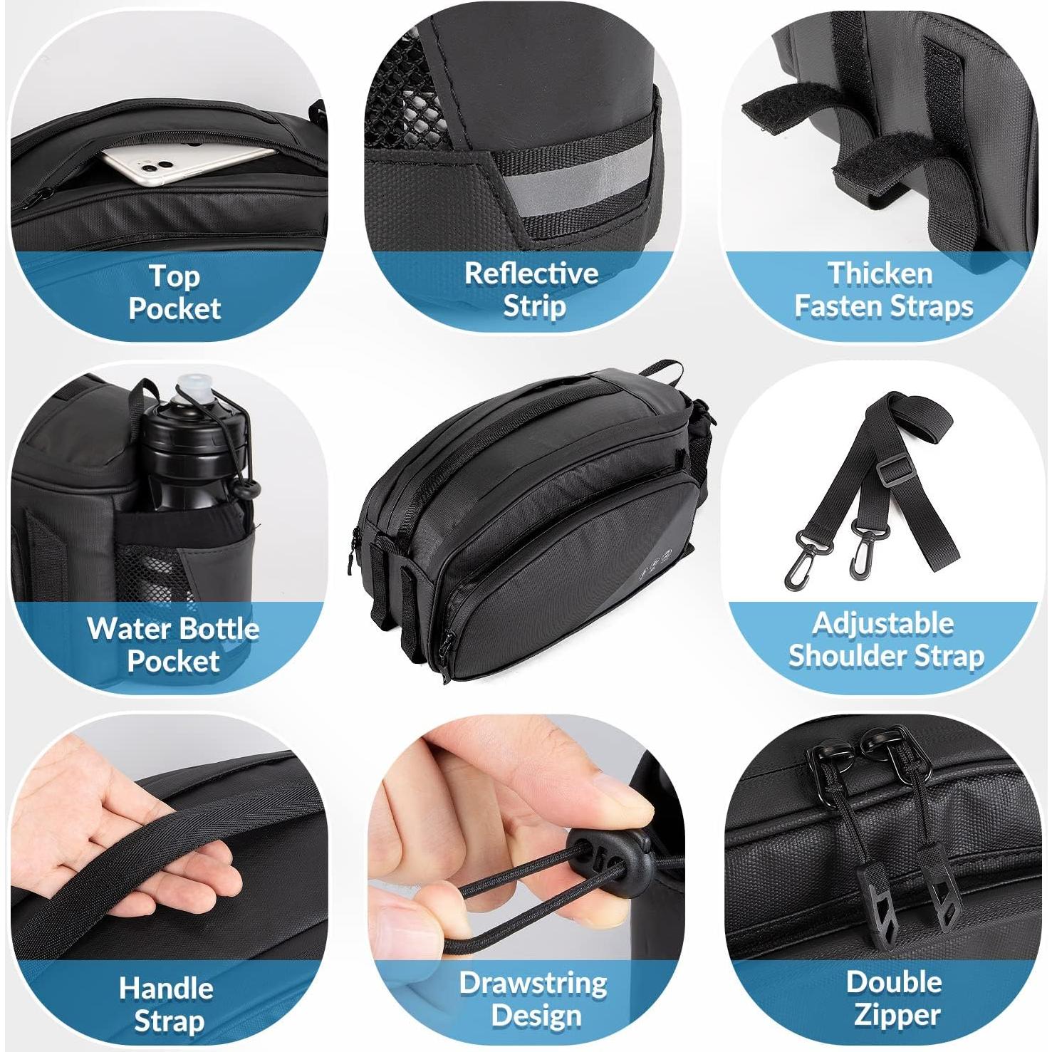 Bolsa de Soporte Trasero WOTOW 12L Impermeable para Bicicleta