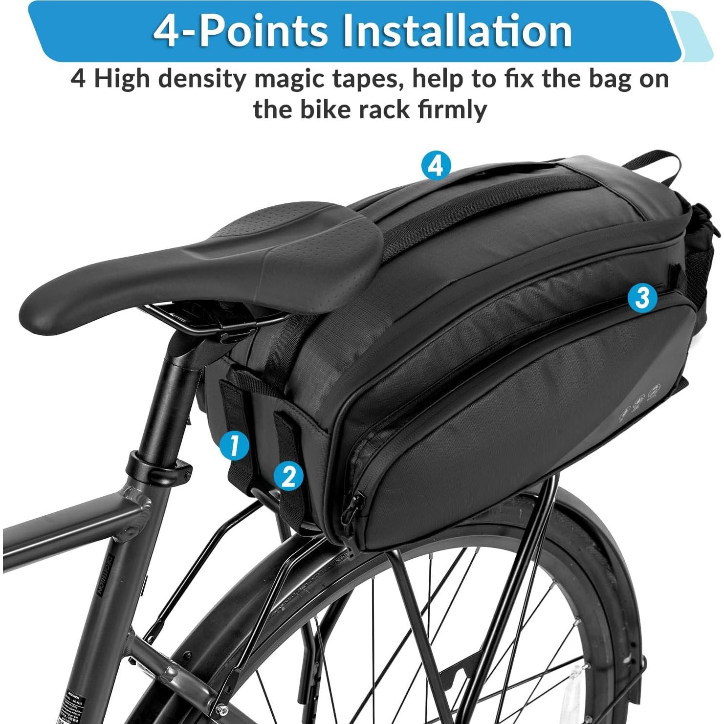 Bolsa de Soporte Trasero WOTOW 12L Impermeable para Bicicleta