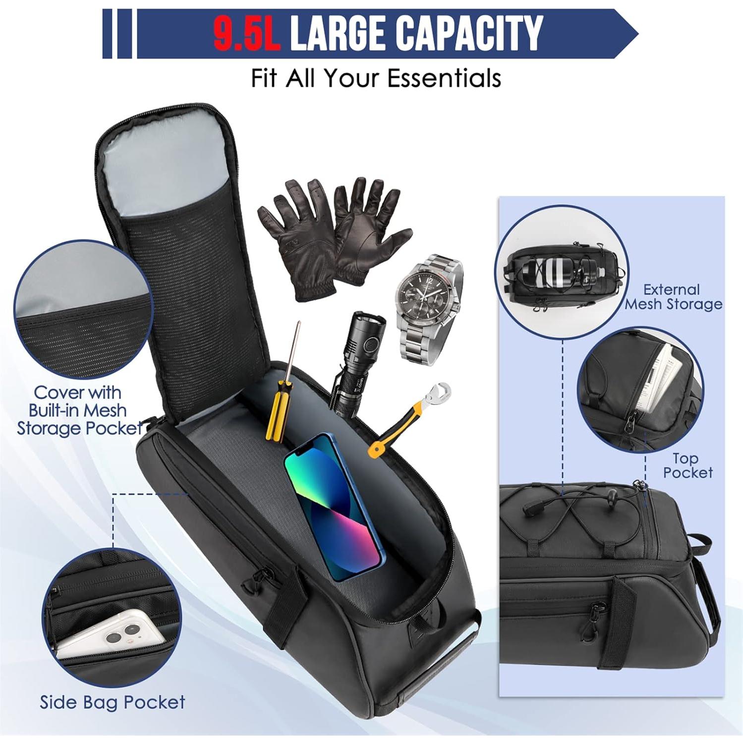 Bolsa de Soporte para Bicicleta WOTOW 9.5L Impermeable Negra