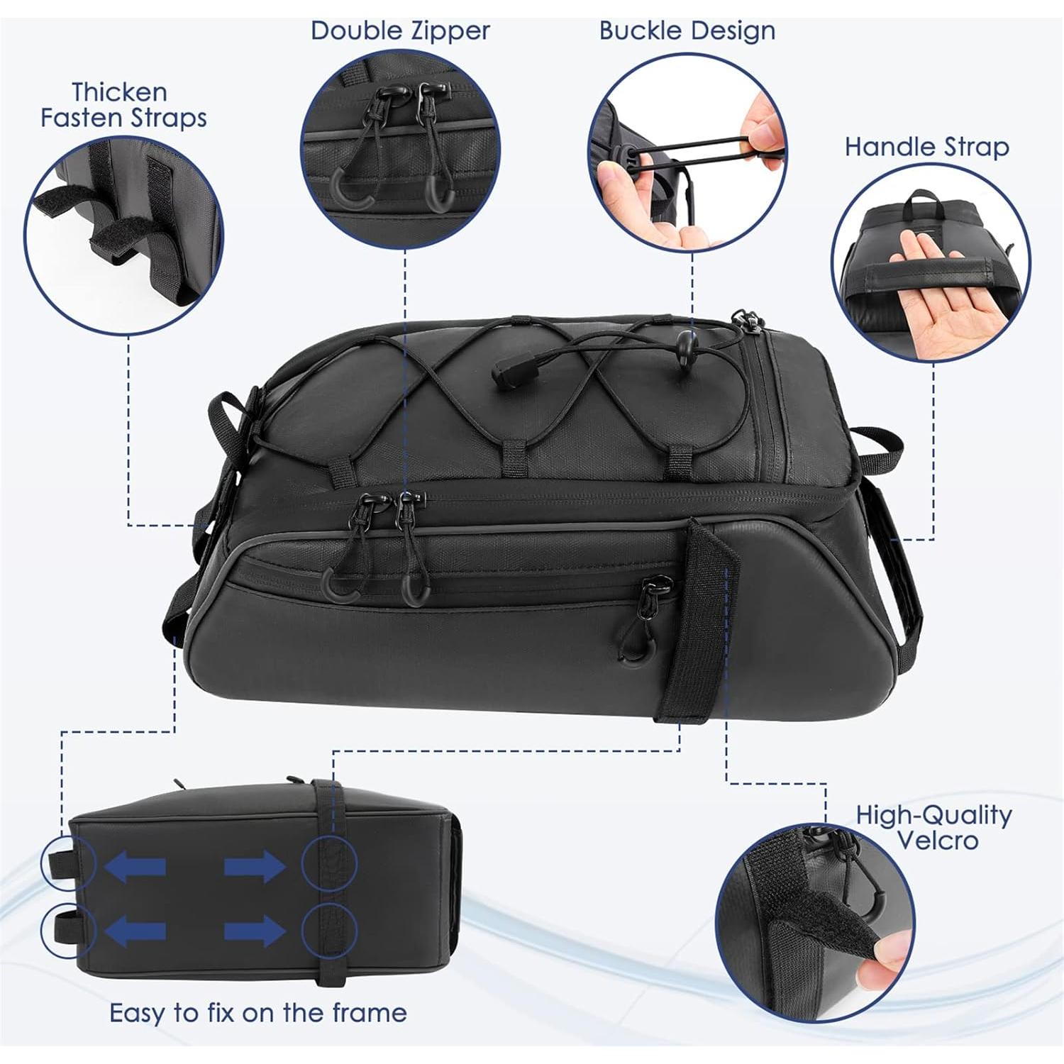 Bolsa de Soporte para Bicicleta WOTOW 9.5L Impermeable Negra