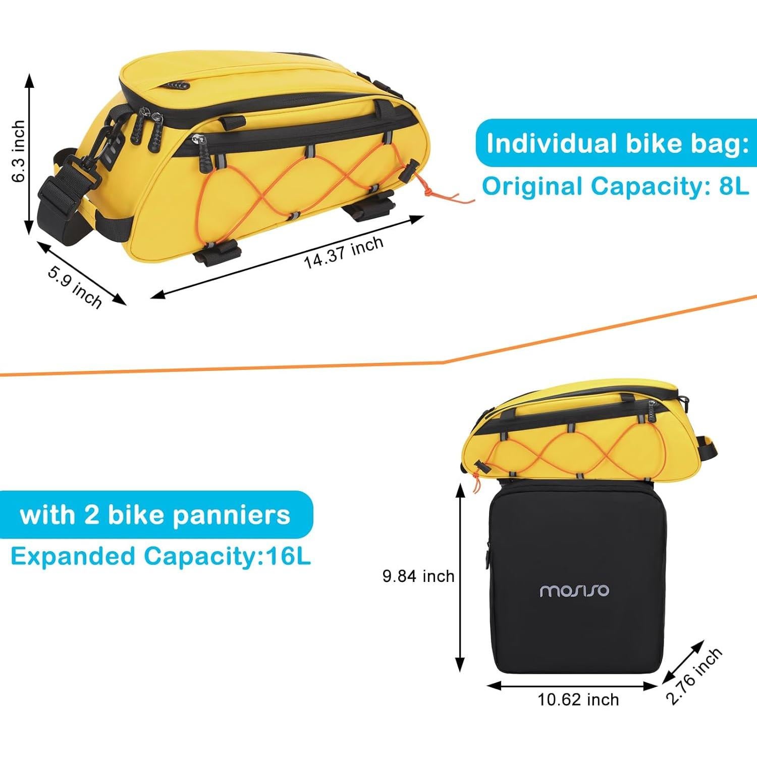 Bolsa de Soporte para Bicicleta MOSISO Amarilla 8L Impermeable