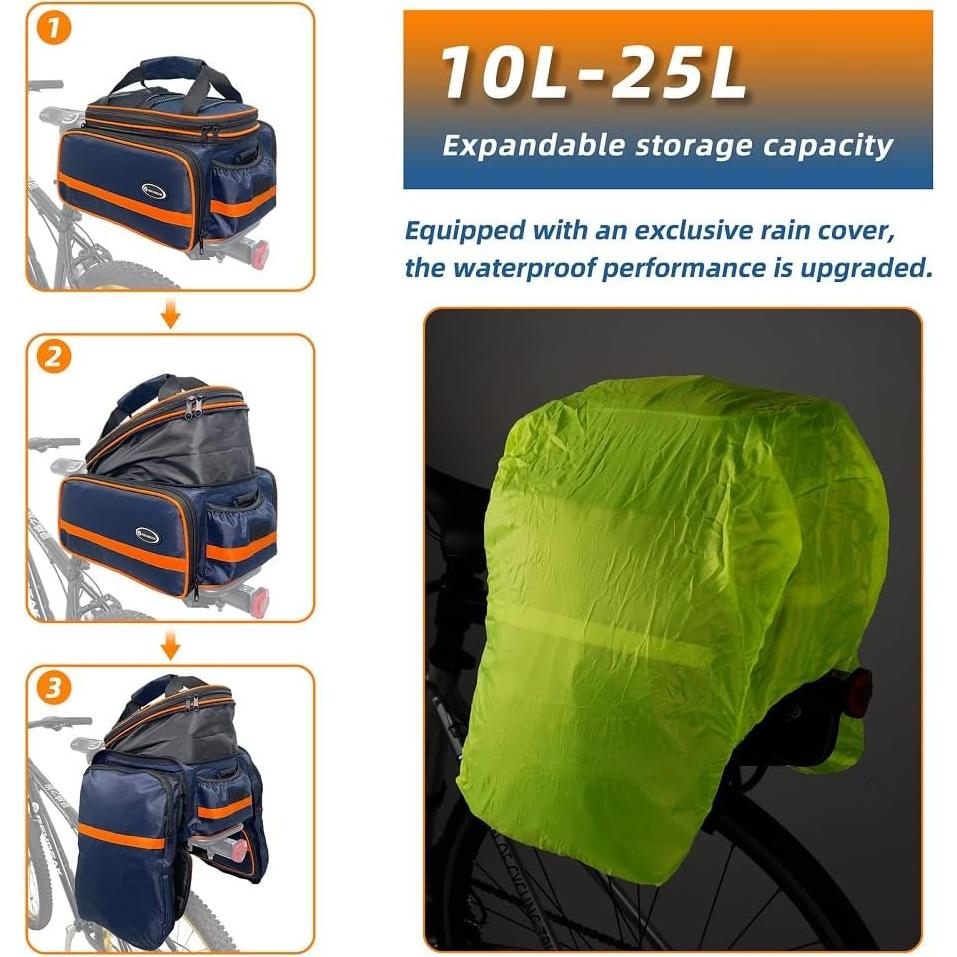 Bolsa de Soporte para Bicicleta Reygeak 25L Impermeable Azul Naranja