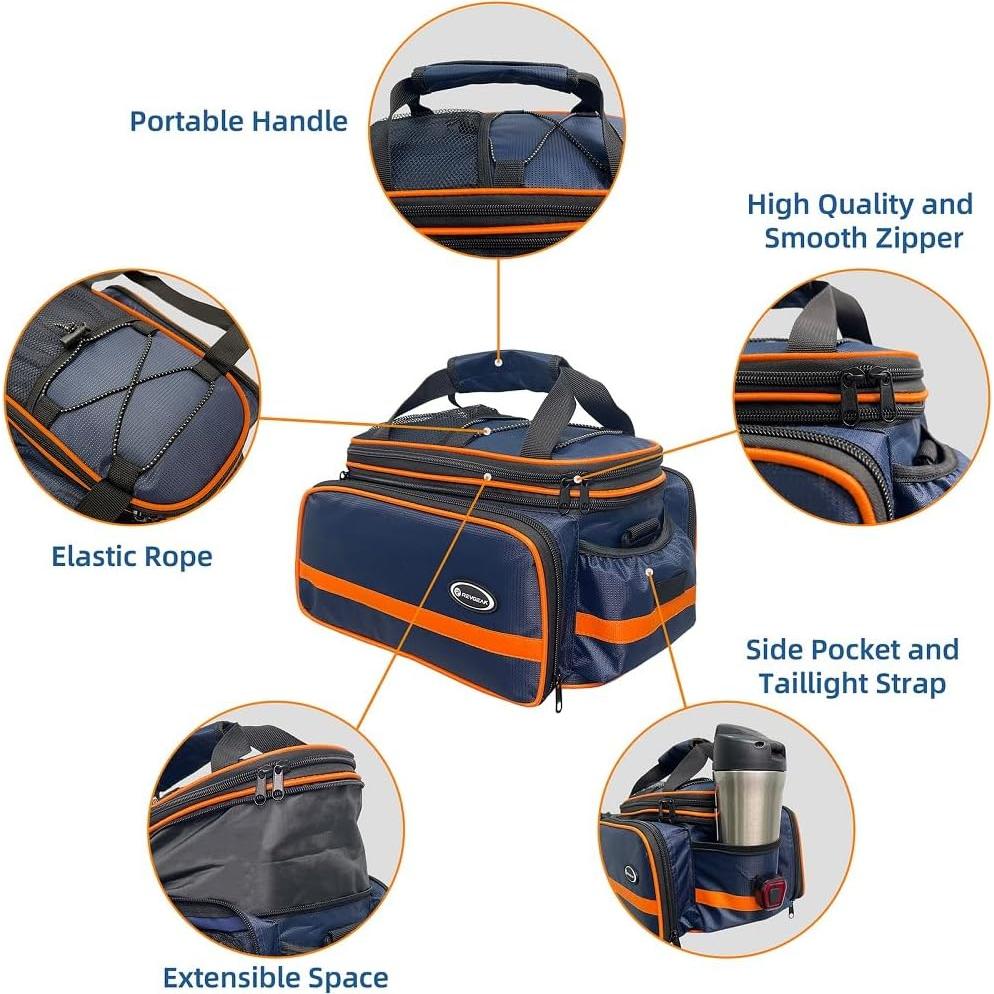 Bolsa de Soporte para Bicicleta Reygeak 25L Impermeable Azul Naranja