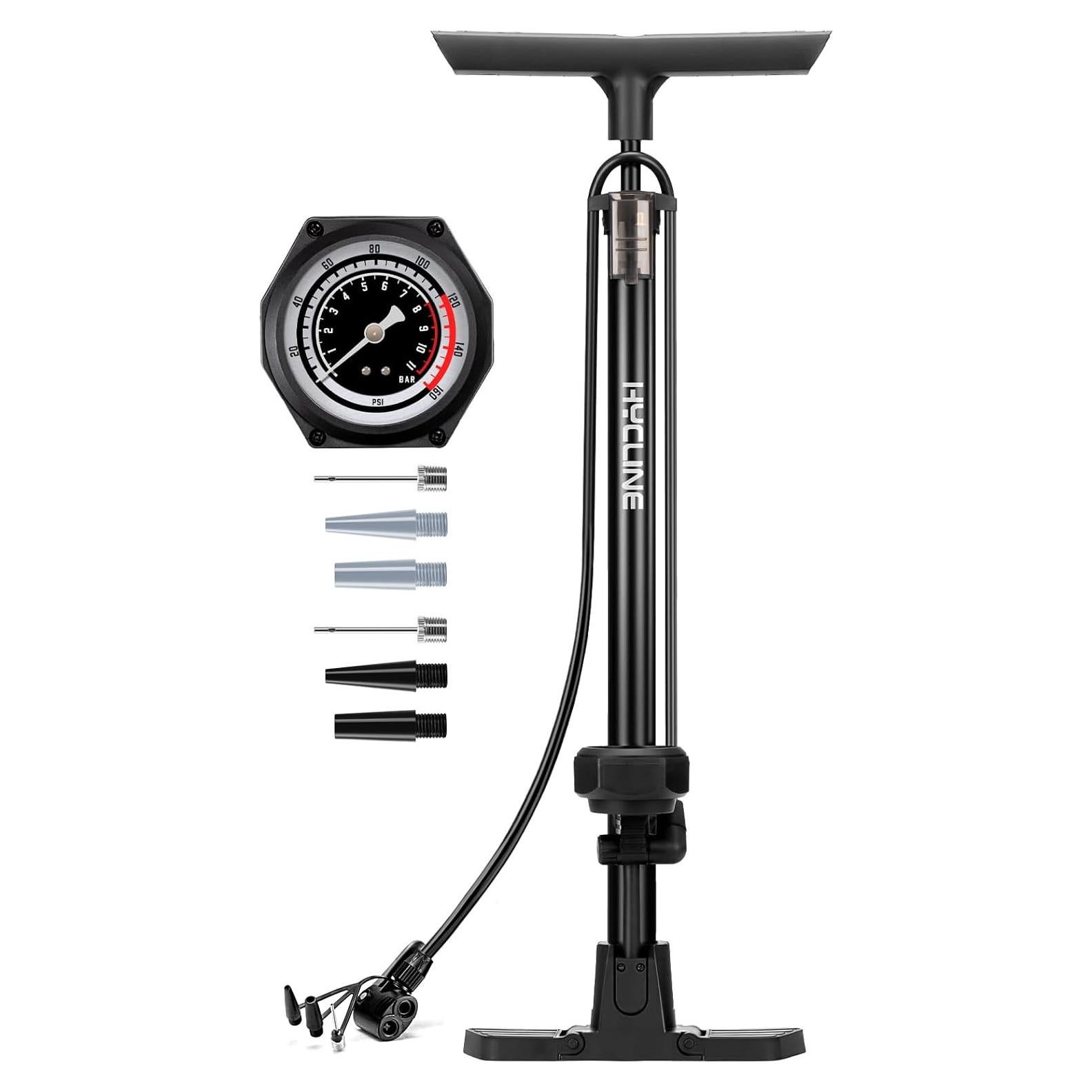 Bomba de Piso Hycline para Bicicleta 160 PSI con Manómetro