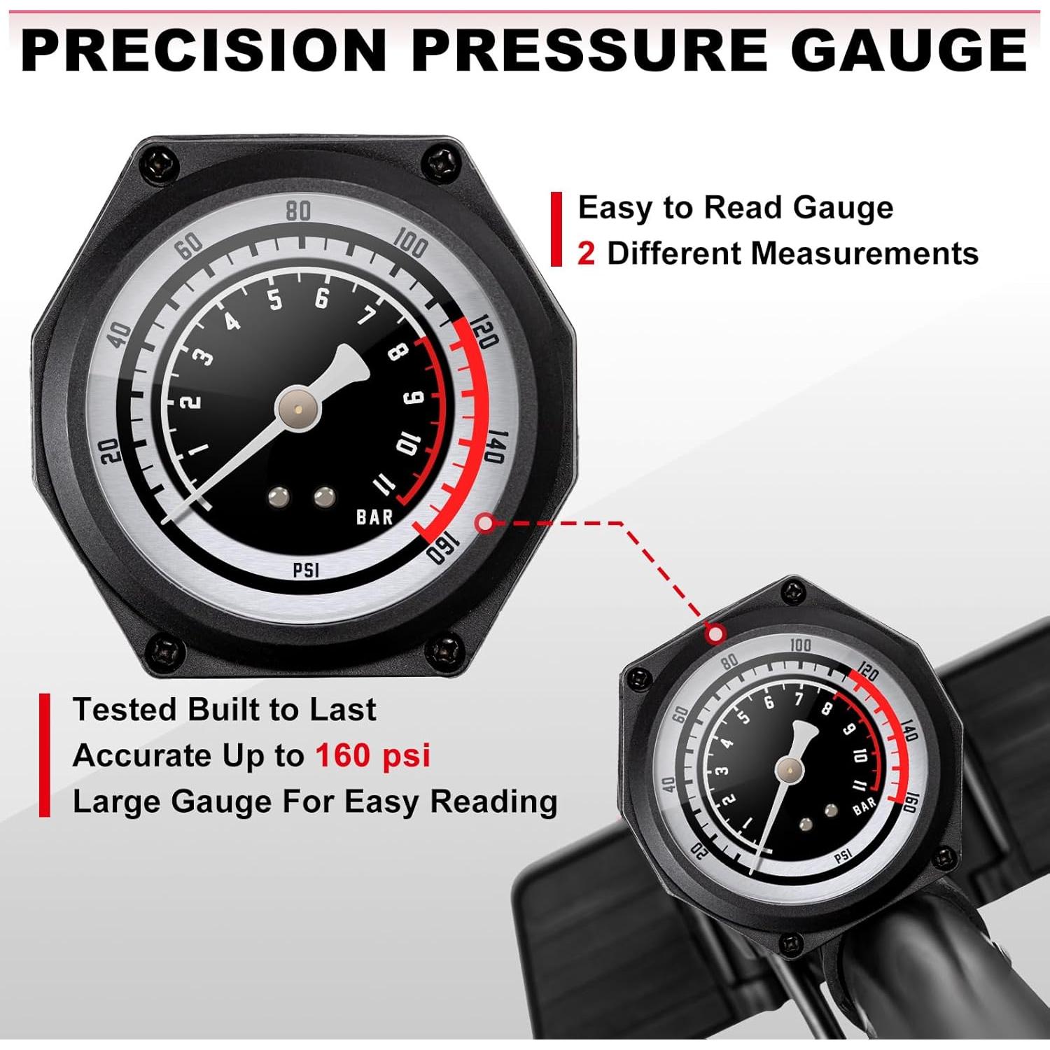 Bomba de Piso Hycline para Bicicleta 160 PSI con Manómetro