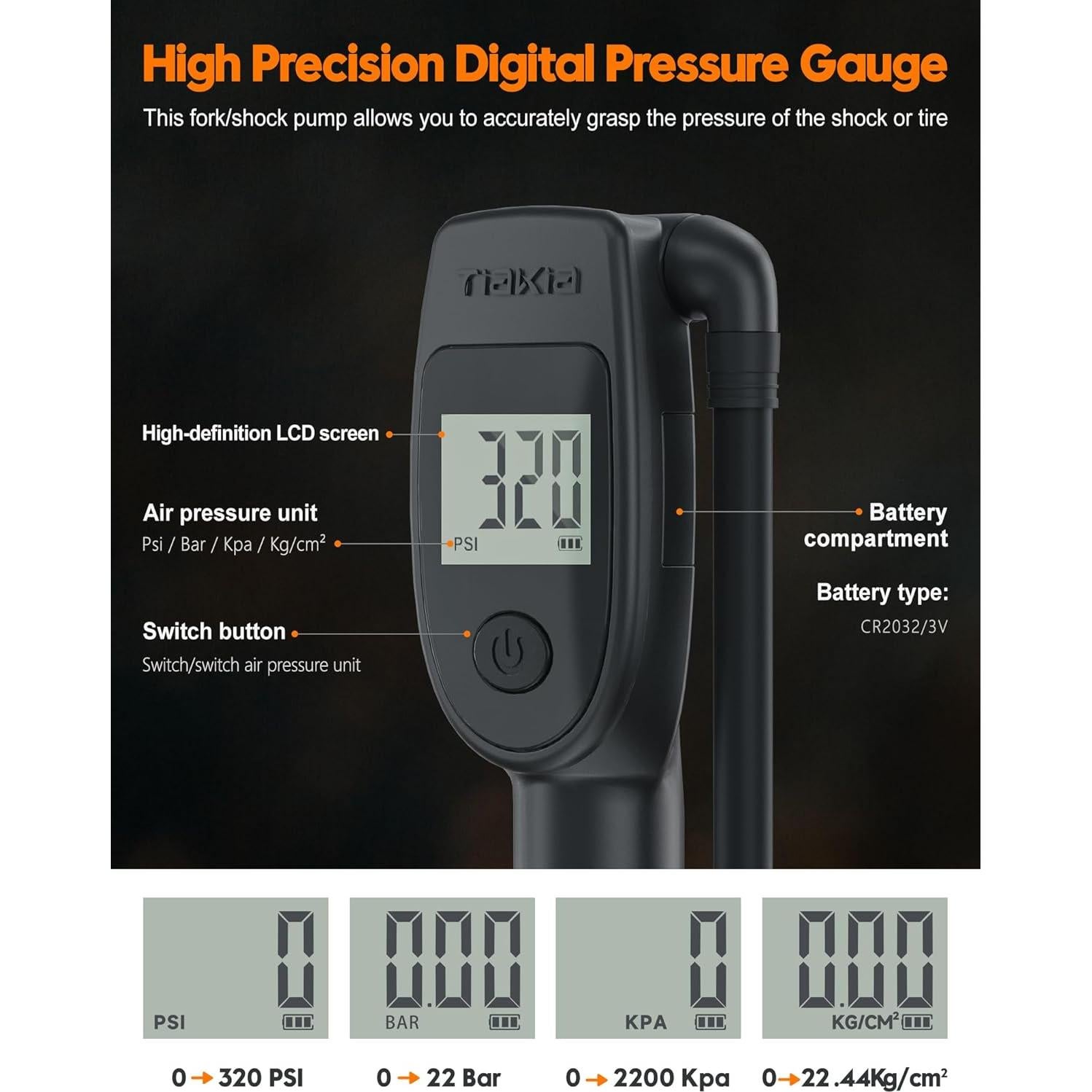 Bomba de Choque Tiakia DPG-0302 con Manómetro Digital 320PSI