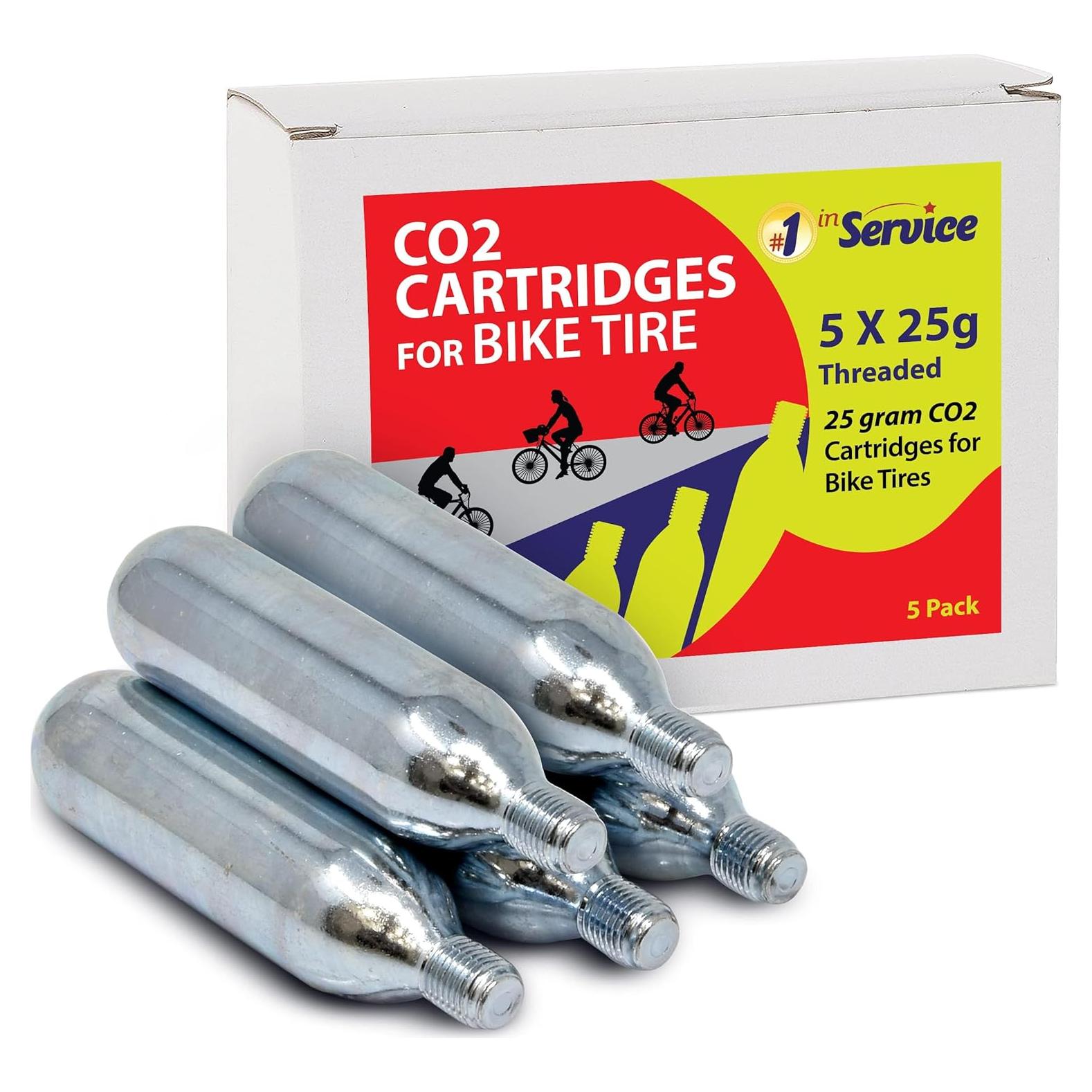 Cartuchos de CO2 enroscados 25g - 5 unidades - Reparación bicicletas