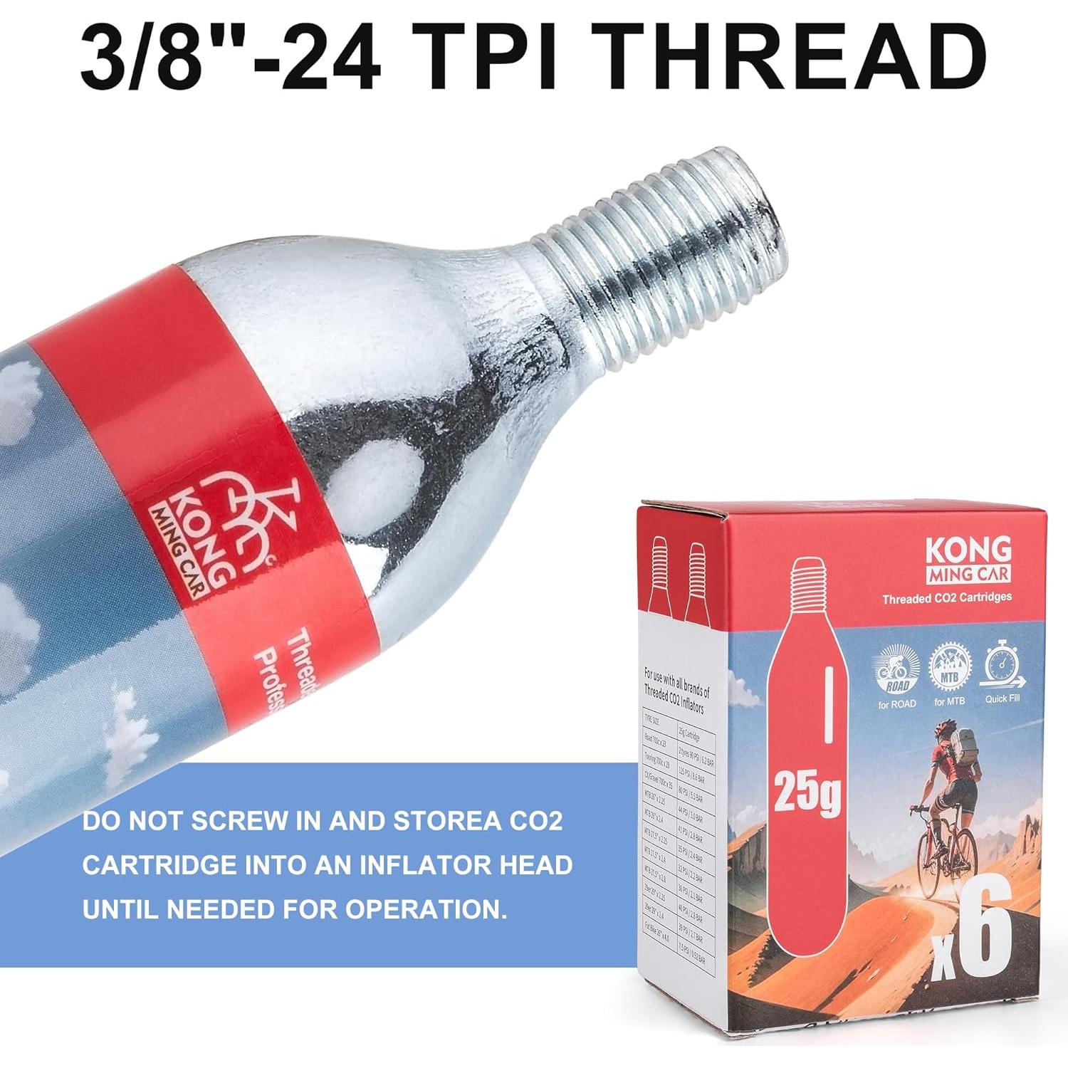 Cartuchos de CO2 KONG MING CAR 25g - Paquete de 6 unidades