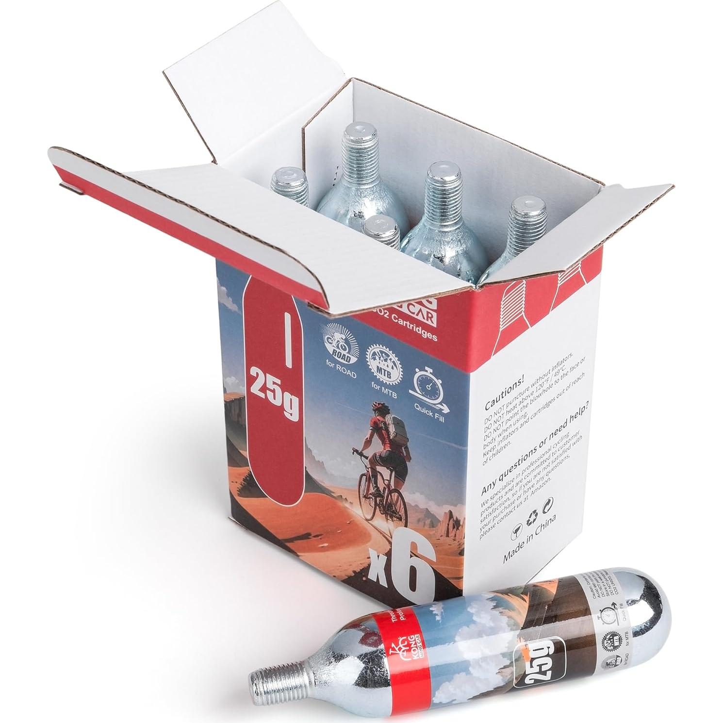 Cartuchos de CO2 KONG MING CAR 25g - Paquete de 6 unidades