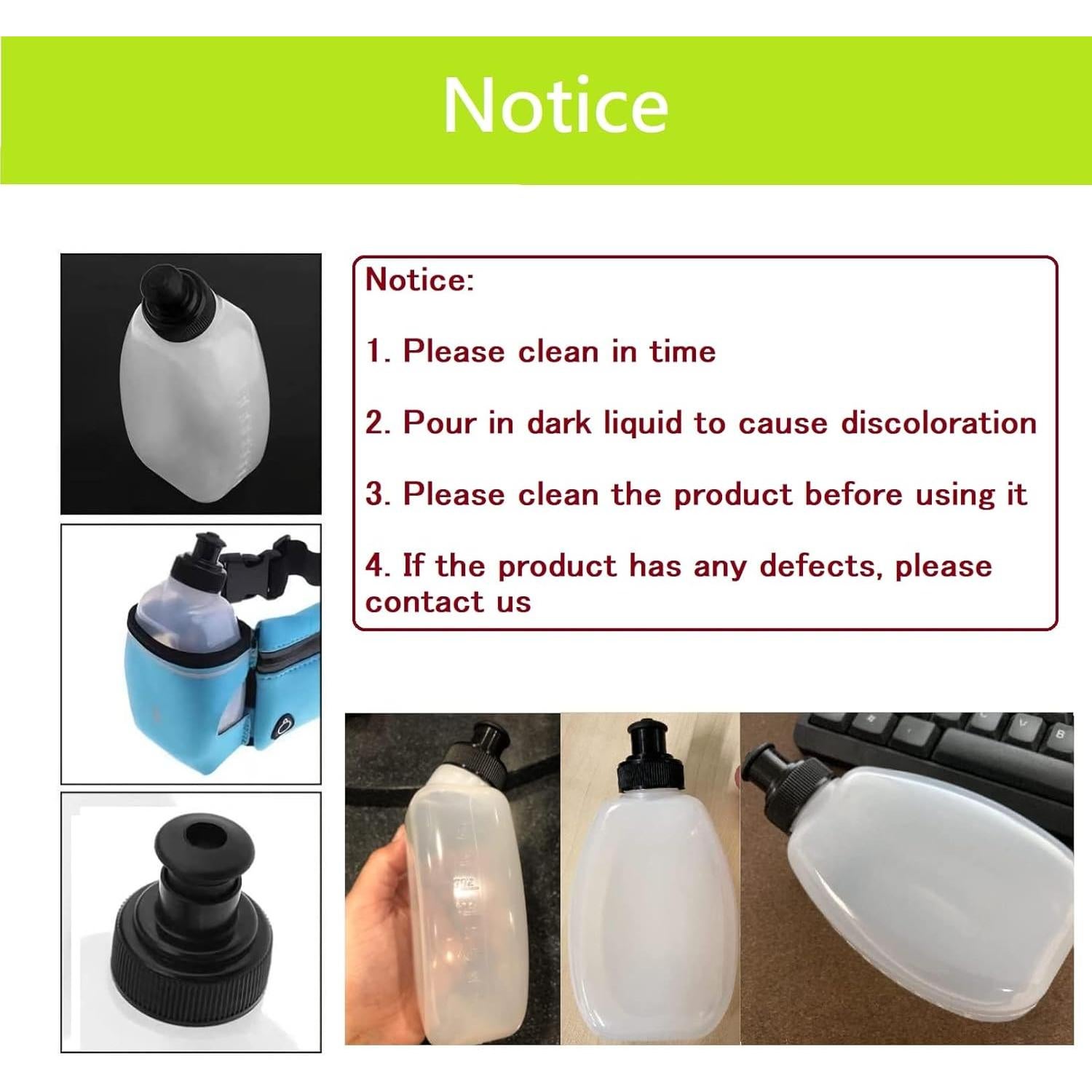 2 Botellas de Agua 10 oz HECHZSO Sin BPA para Correr