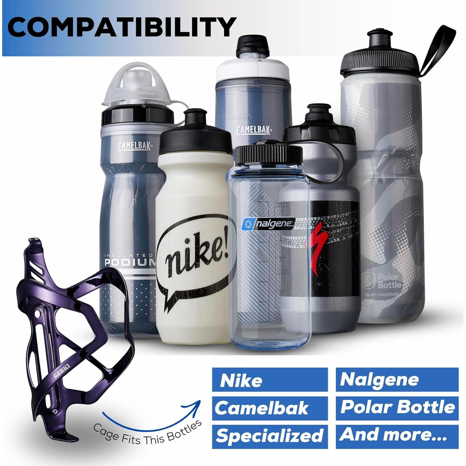 Soporte para Botellas de Agua Corki Cycles Aluminio Púrpura 550-900 ml