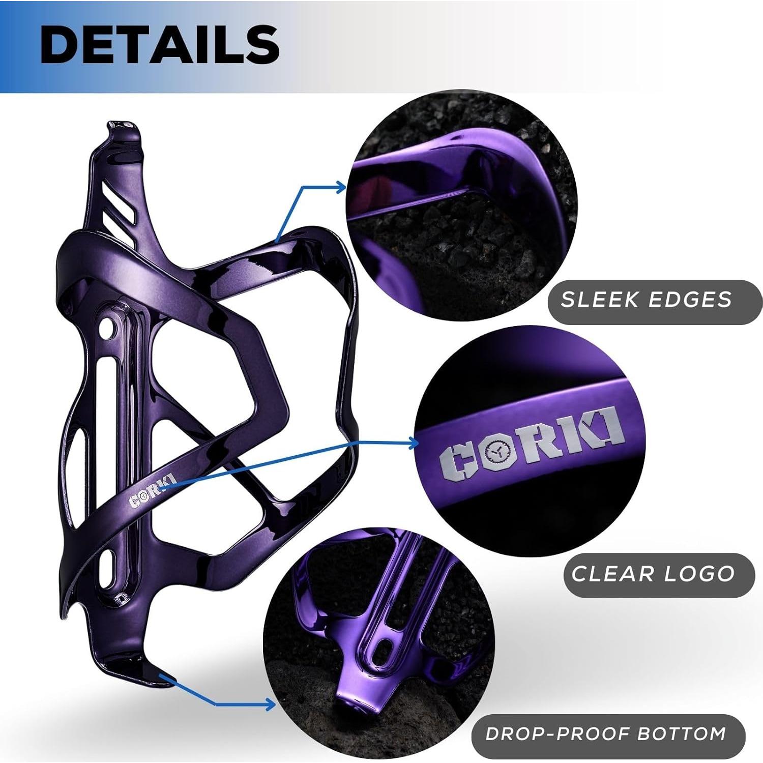 Soporte para Botellas de Agua Corki Cycles Aluminio Púrpura 550-900 ml