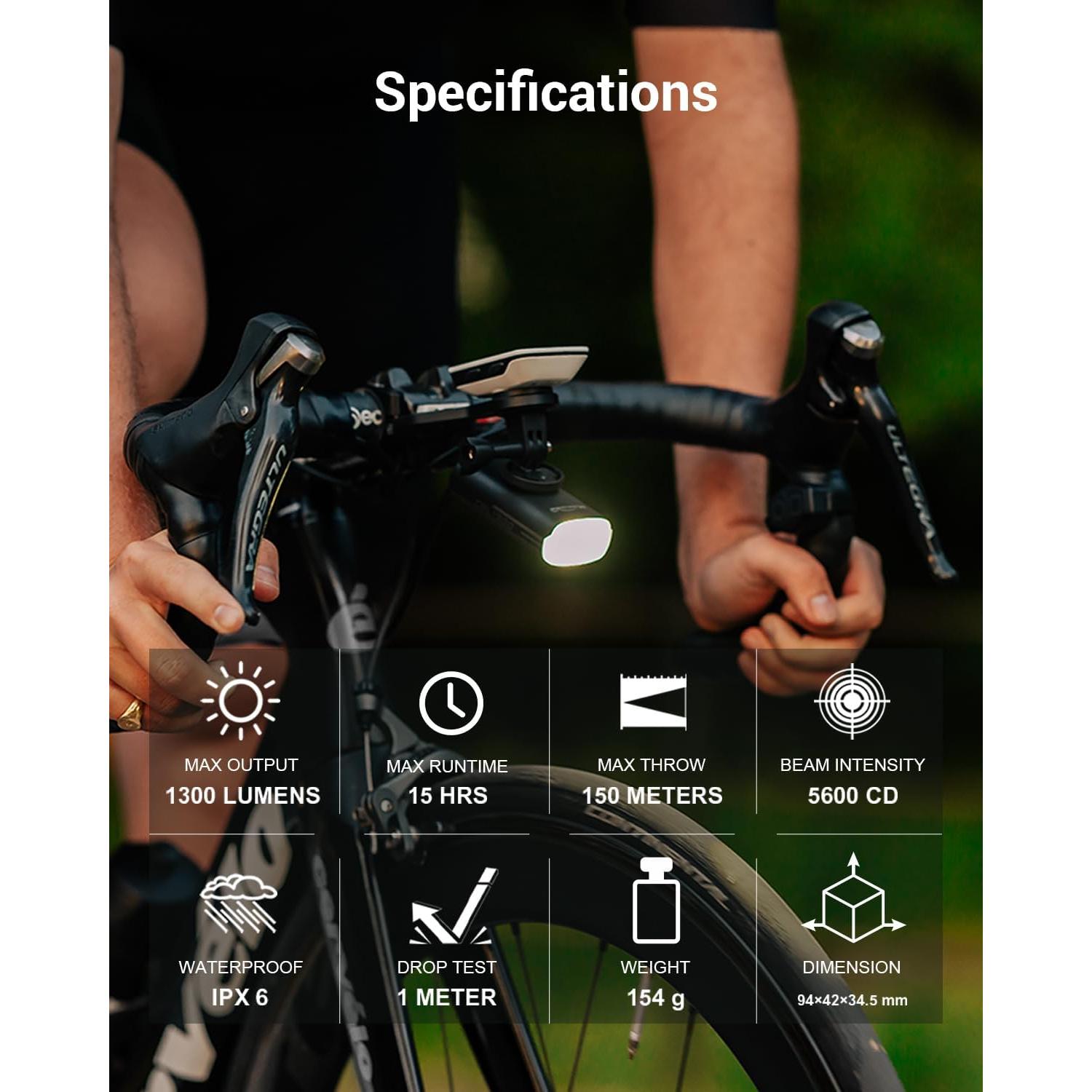 Luz de Bicicleta Magicshine EVO 1300, 1300 Lúmenes, USB-C