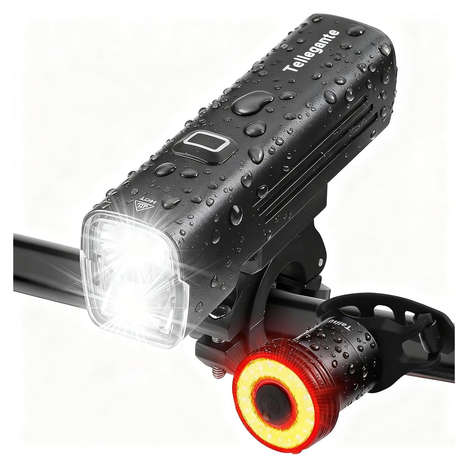 Luces de Bicicleta Tellegante LED 2400 Lúmenes Recargables USB-C