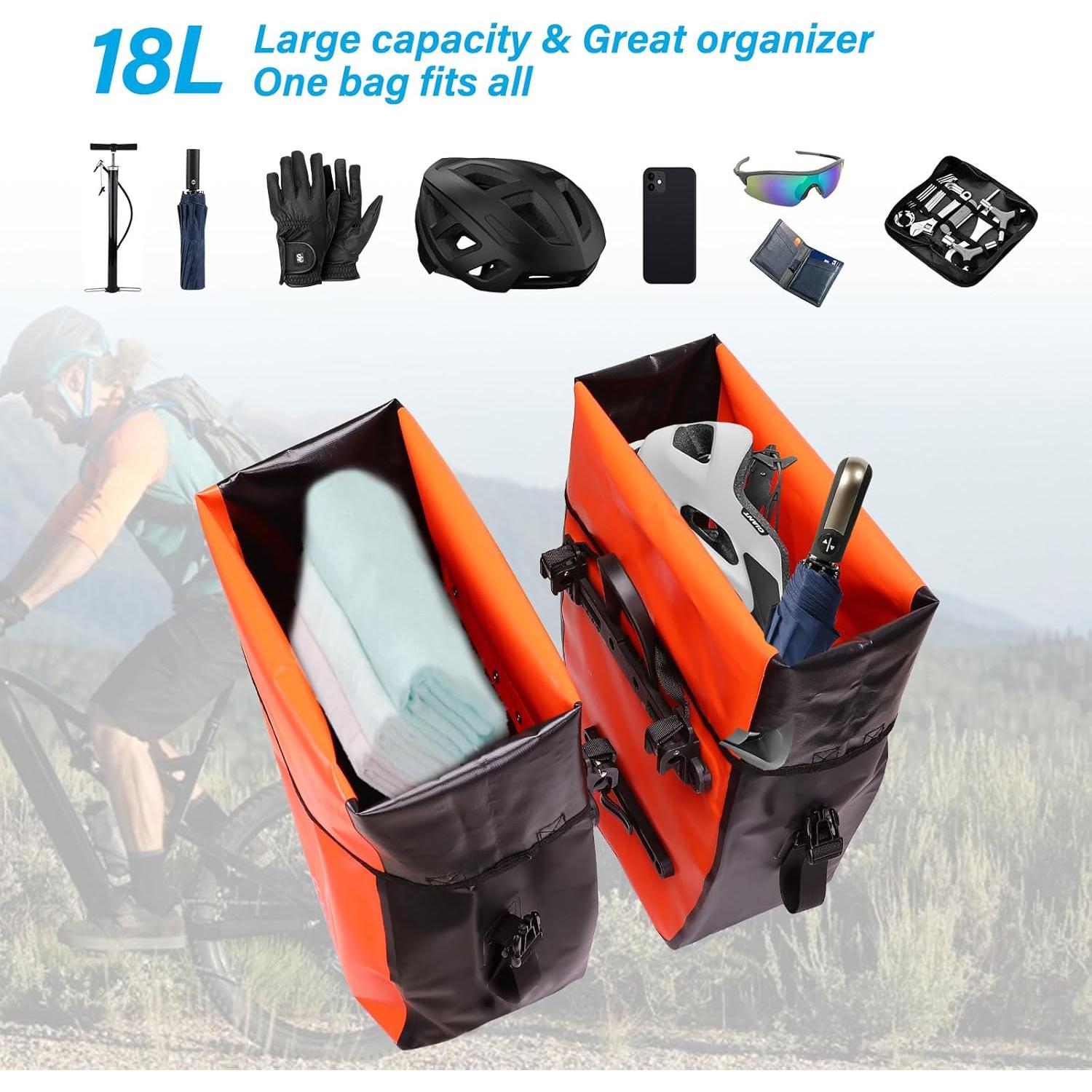Alforjas para Bicicleta MOSISO 18L Impermeables Naranja