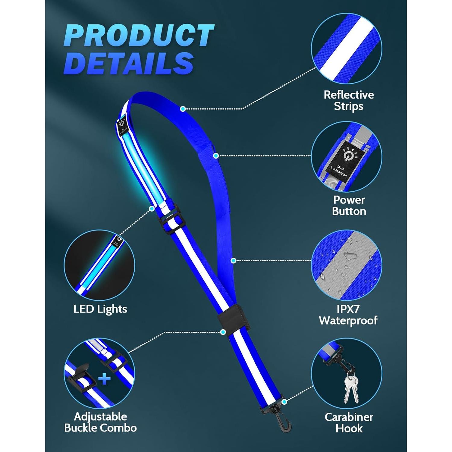 Cinturón Reflectante LED Fitense - 5 Colores y 3 Modos
