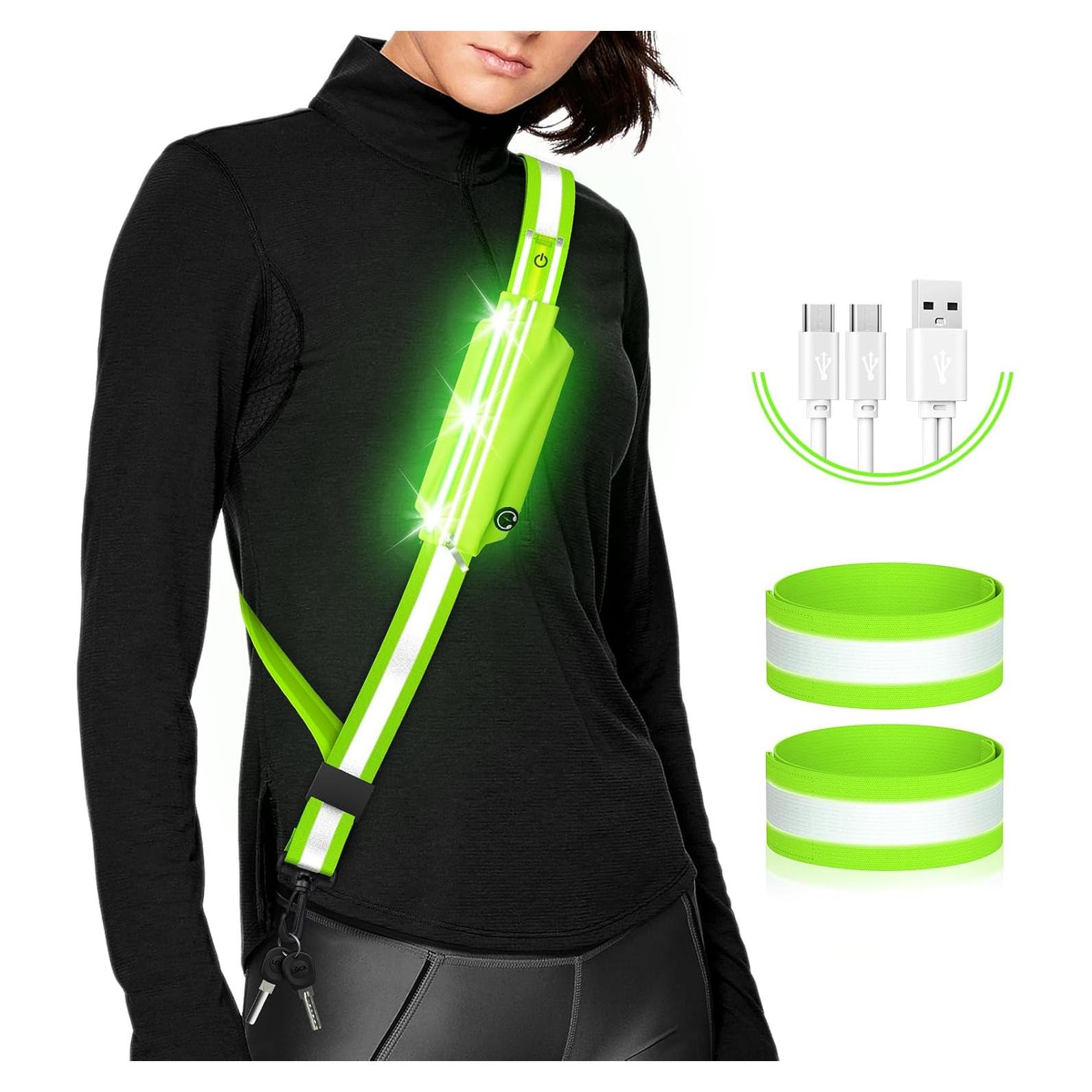 Cinturón Reflectante LED Ylzzrs XK002 Ajustable Verde