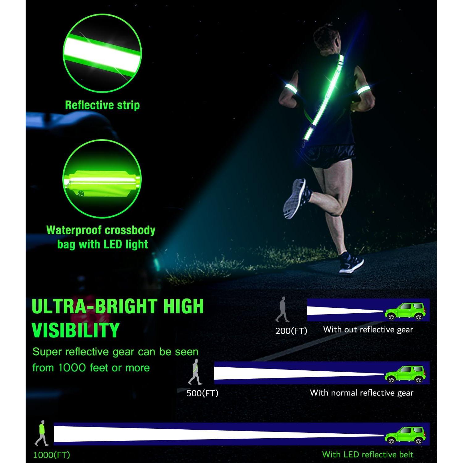 Cinturón Reflectante LED Ylzzrs XK002 Ajustable Verde