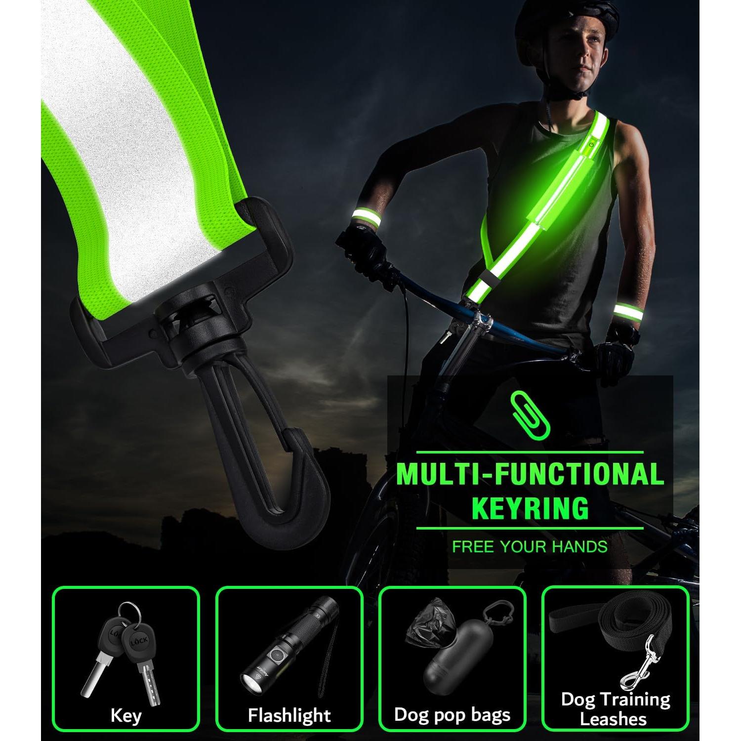 Cinturón Reflectante LED Ylzzrs XK002 Ajustable Verde