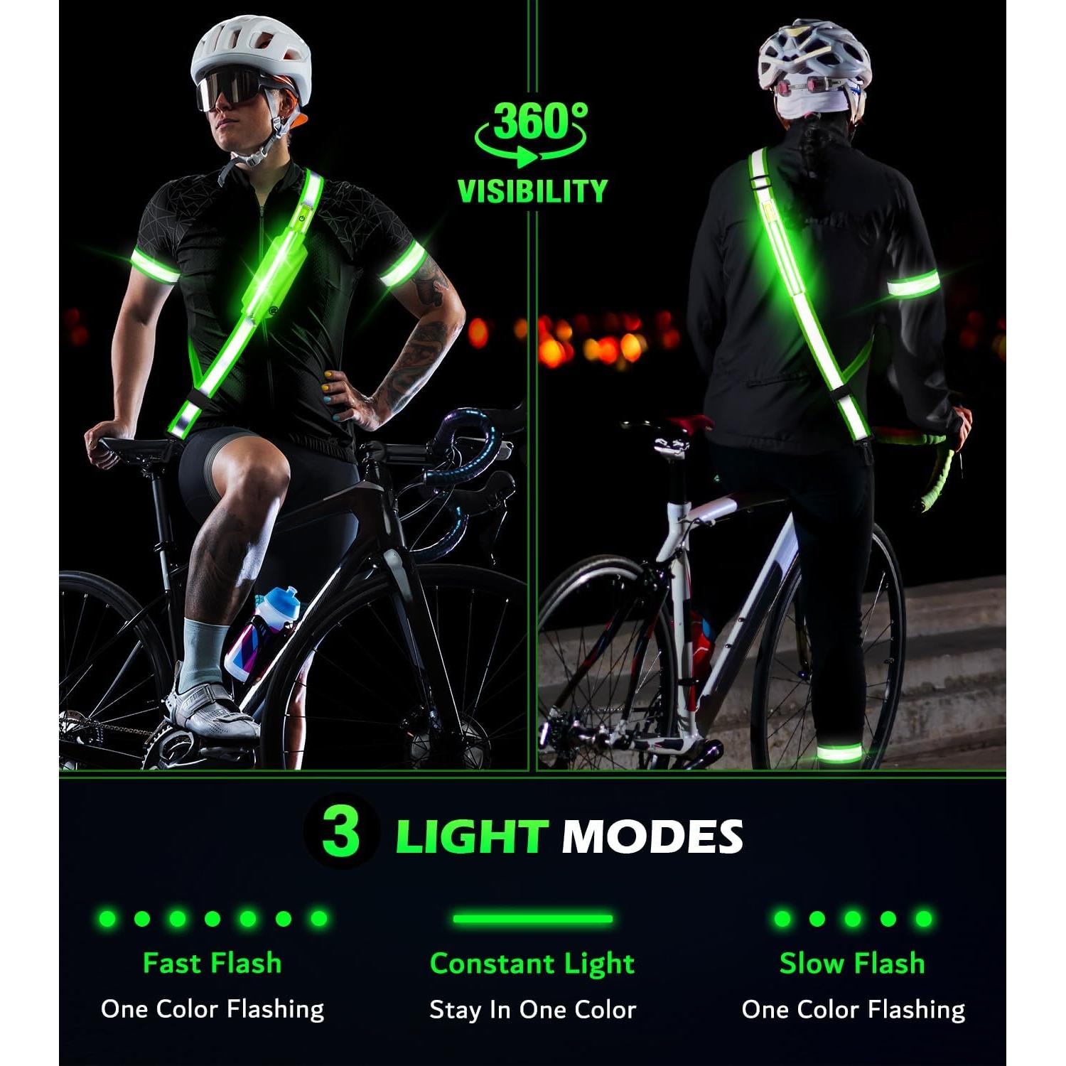 Cinturón Reflectante LED Ylzzrs XK002 Ajustable Verde