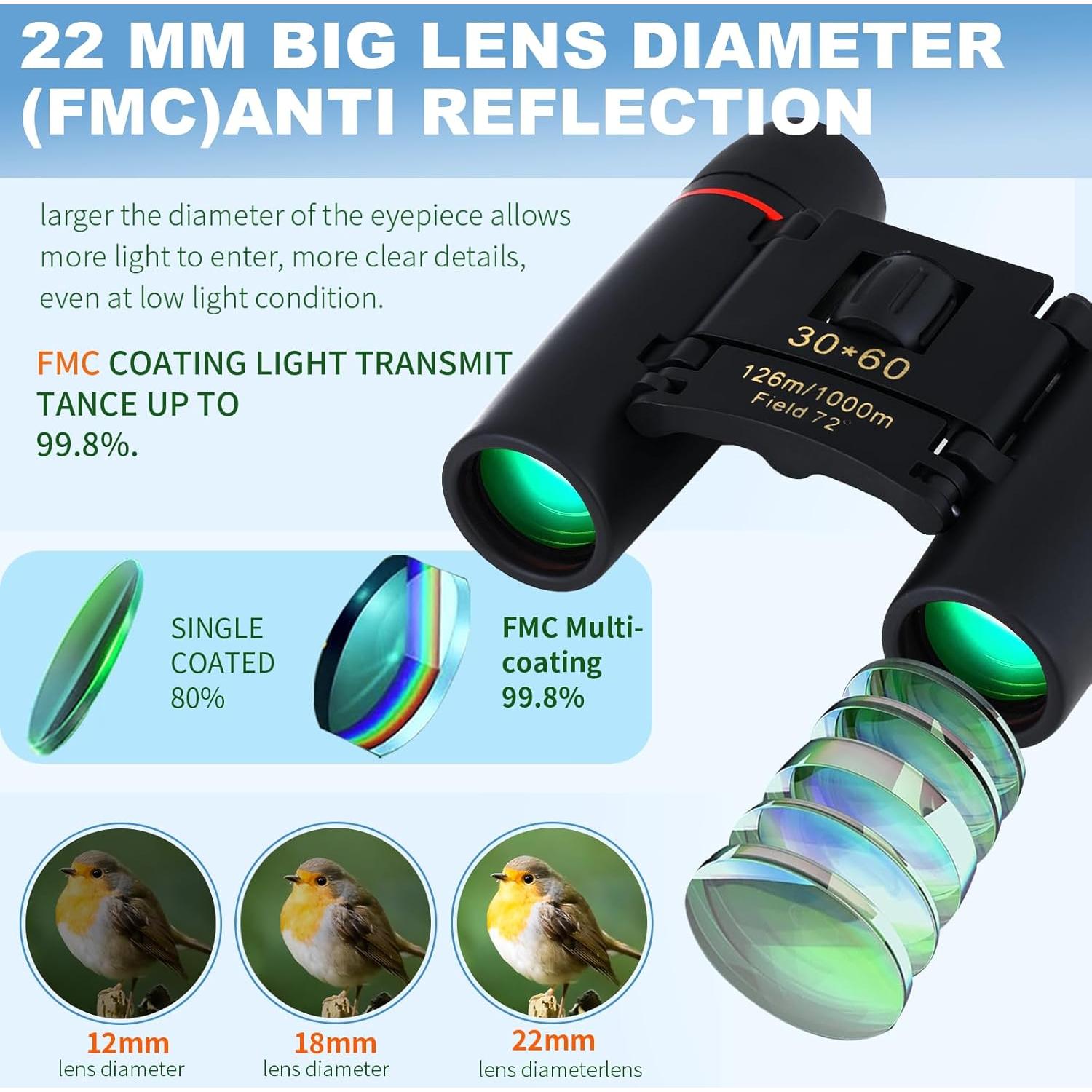 Binoculares Compactos 30x60 ZIYOUHU para Adultos y Niños