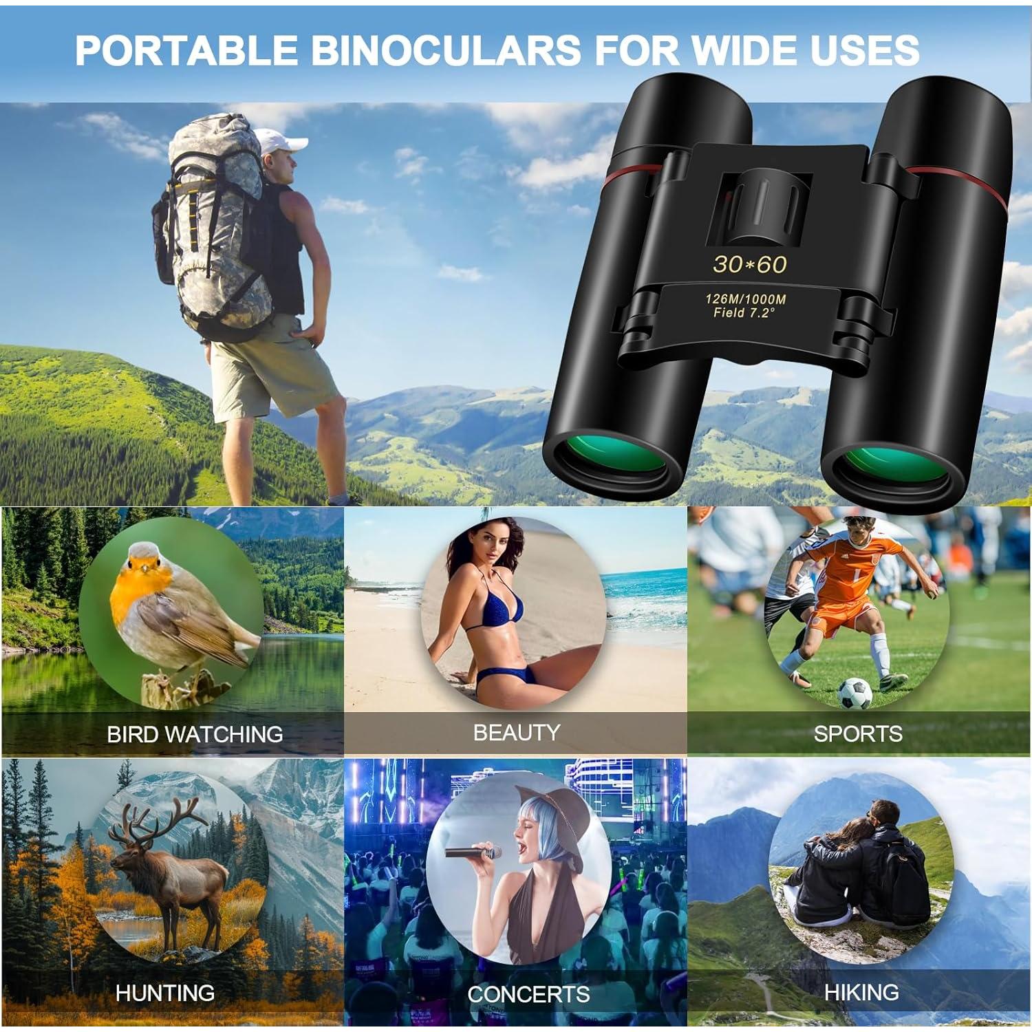 Binoculares Compactos 30x60 ZIYOUHU para Adultos y Niños