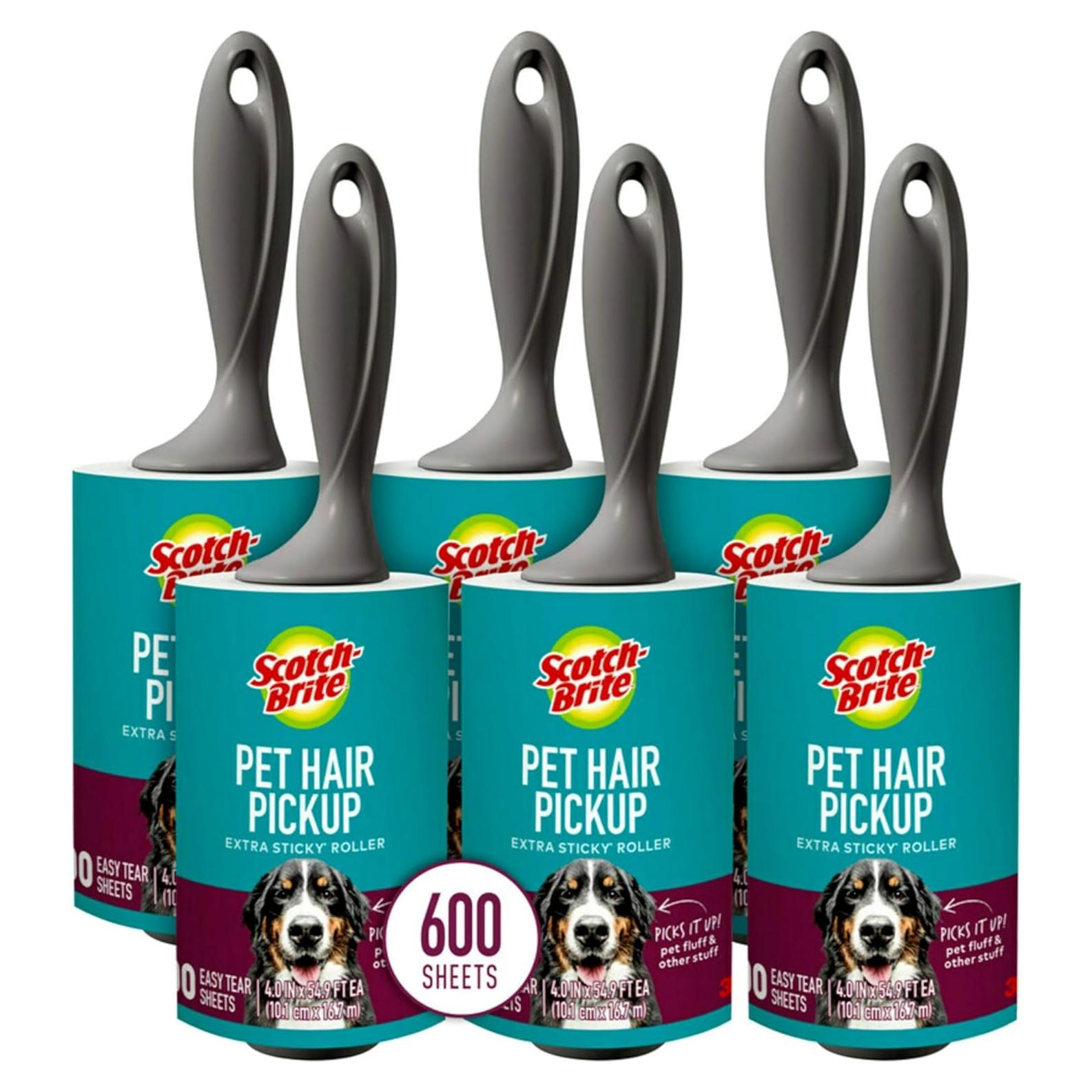 Rodillo Adhesivo Scotch-Brite 6 Rodillos 600 Hojas Extra Pegajoso