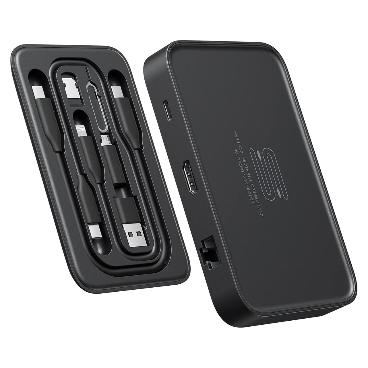 Hub USB C 7-en-1 JSAUX con HDMI 4K y 100W de carga