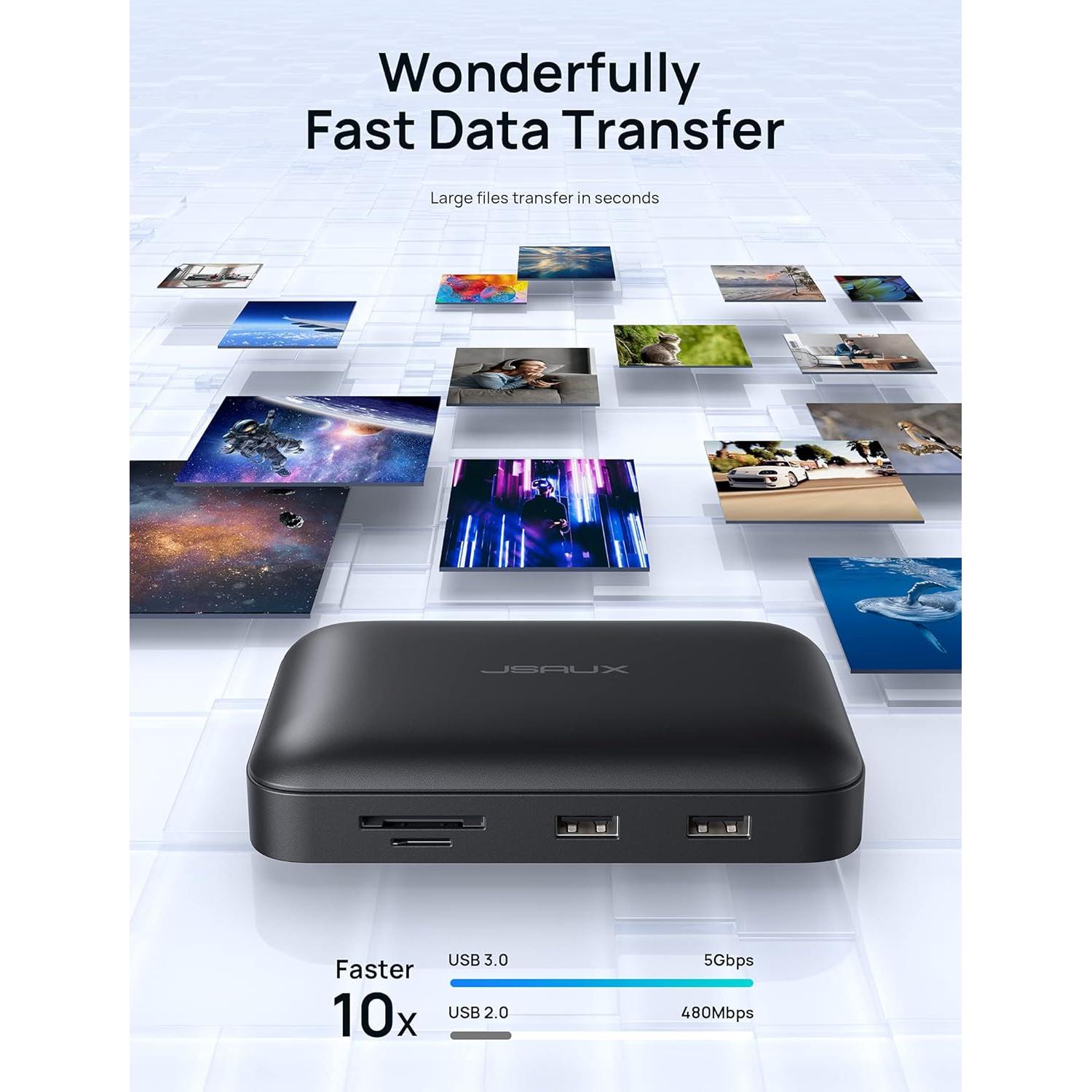 Hub USB C 7-en-1 JSAUX con HDMI 4K y 100W de carga