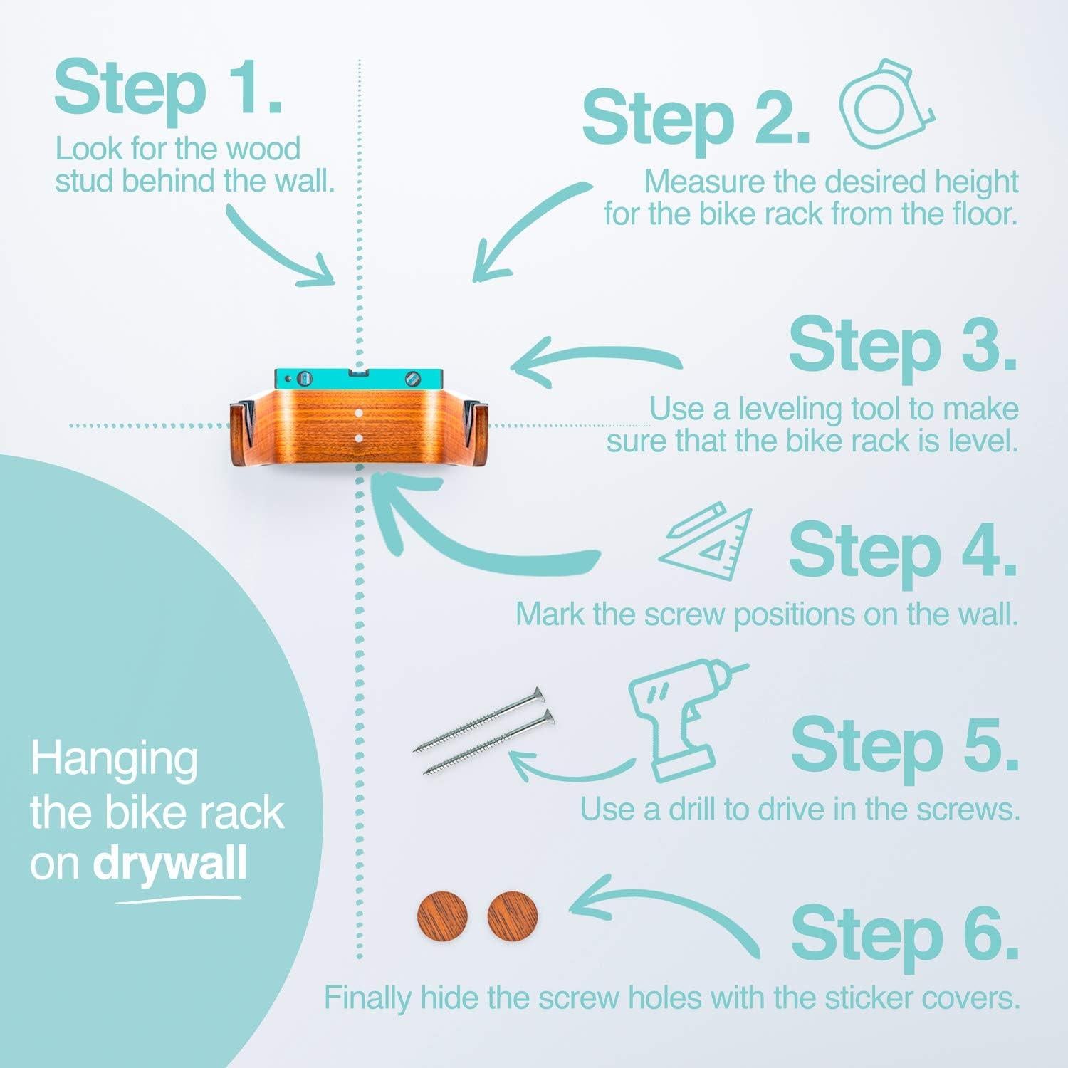 Soporte de Pared para Bicicleta WOKK - Madera Ingenierizada, 18 kg